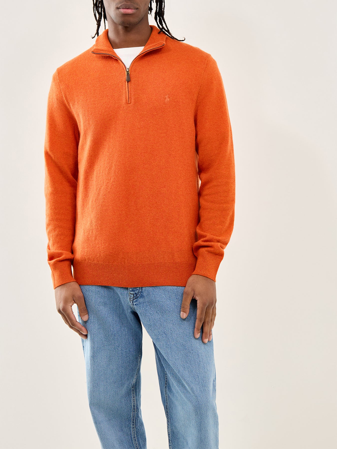 Half-Zip Merino Wool Jumper Jaffa Orange