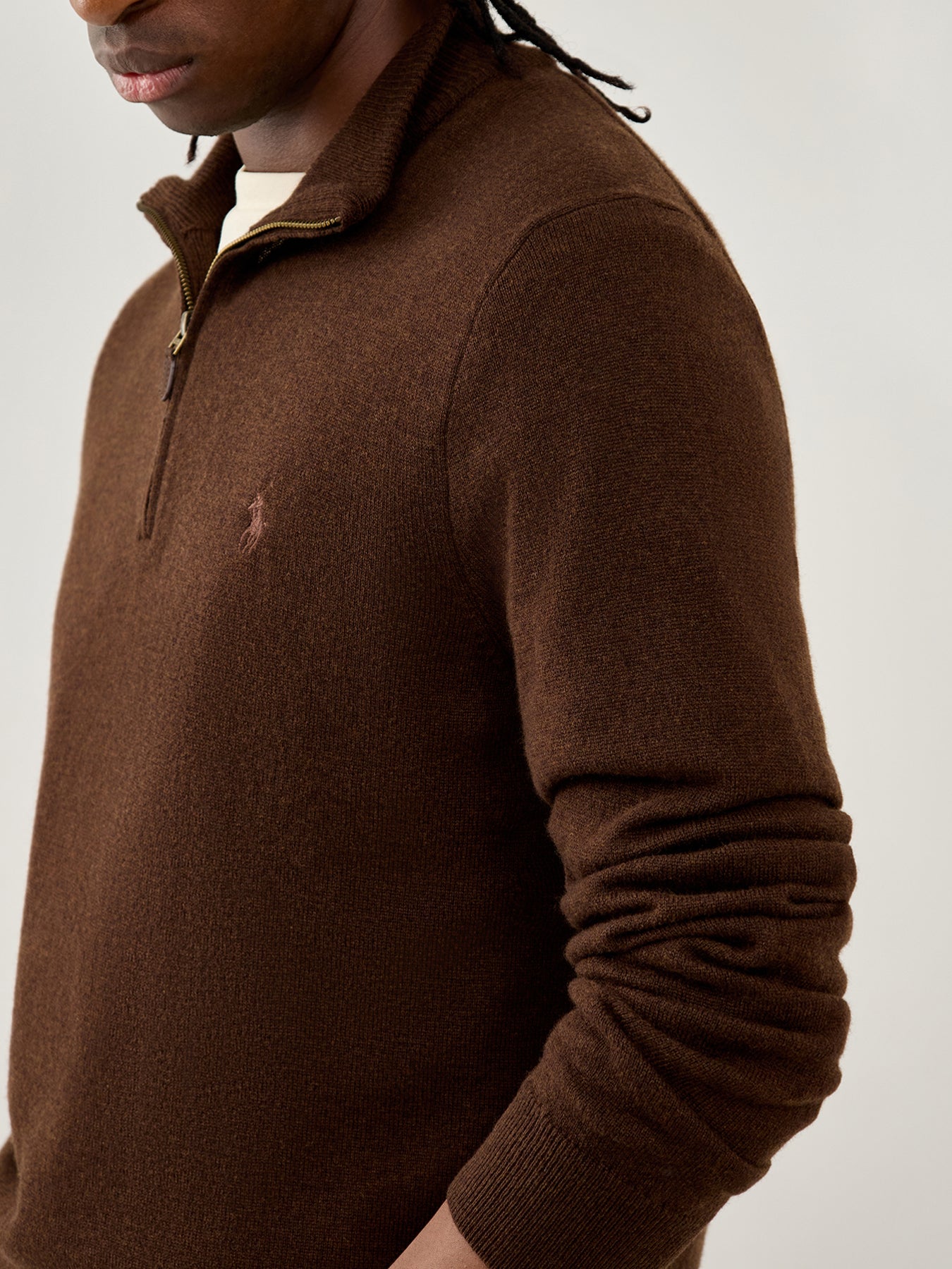 Half-Zip Merino Wool Jumper Cacao Brown