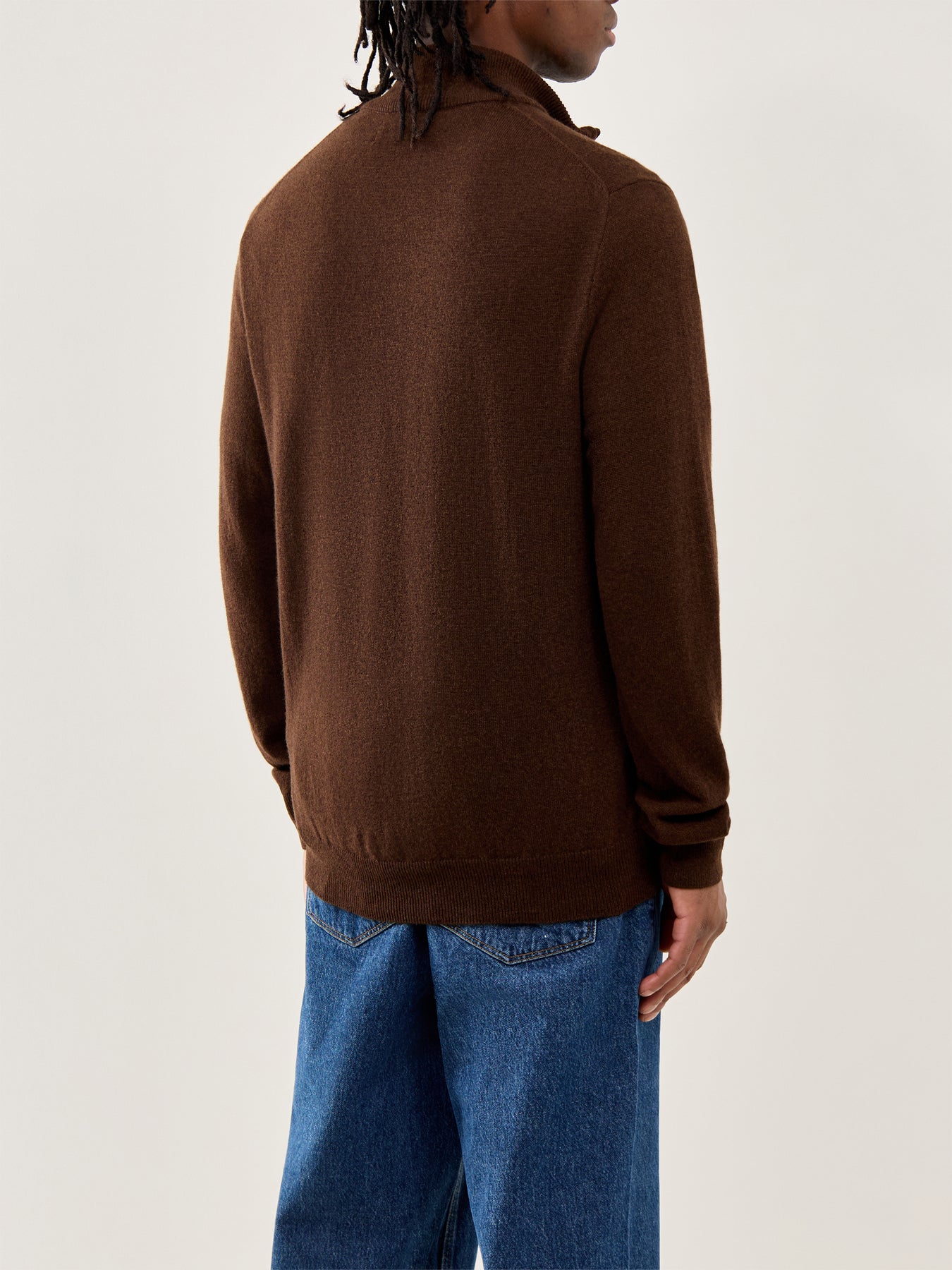 Half-Zip Merino Wool Jumper Cacao Brown