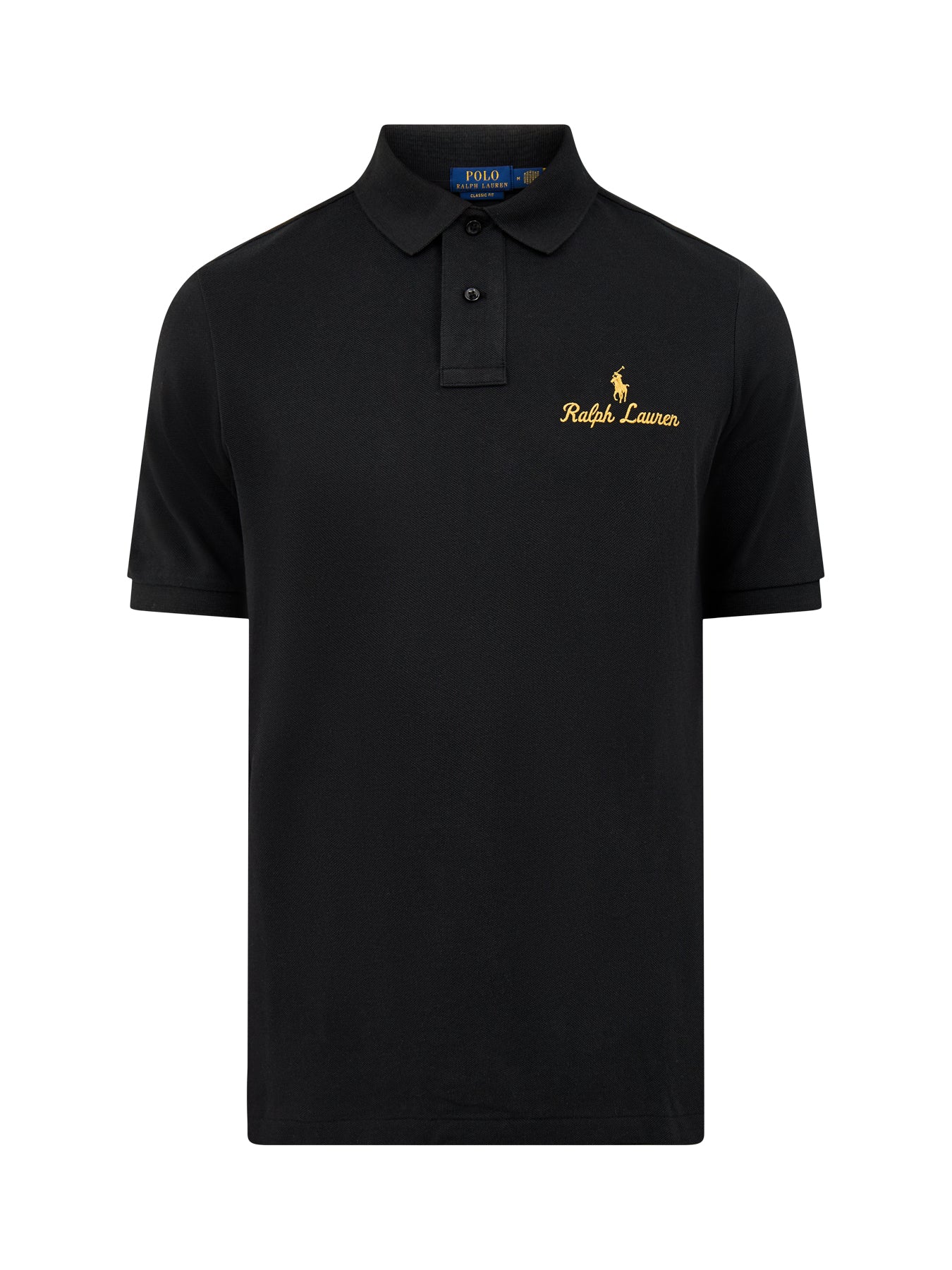 Long-Sleeve Polo Top Black Gold Logo