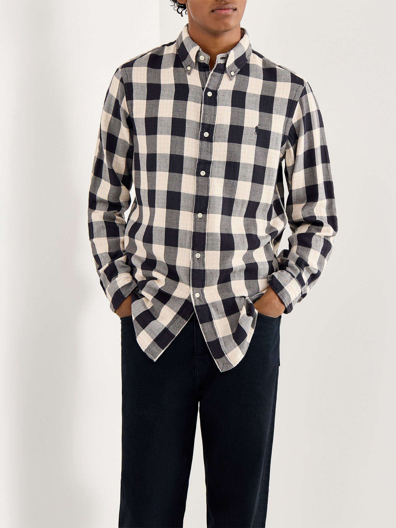 Double Face Check Shirt Black