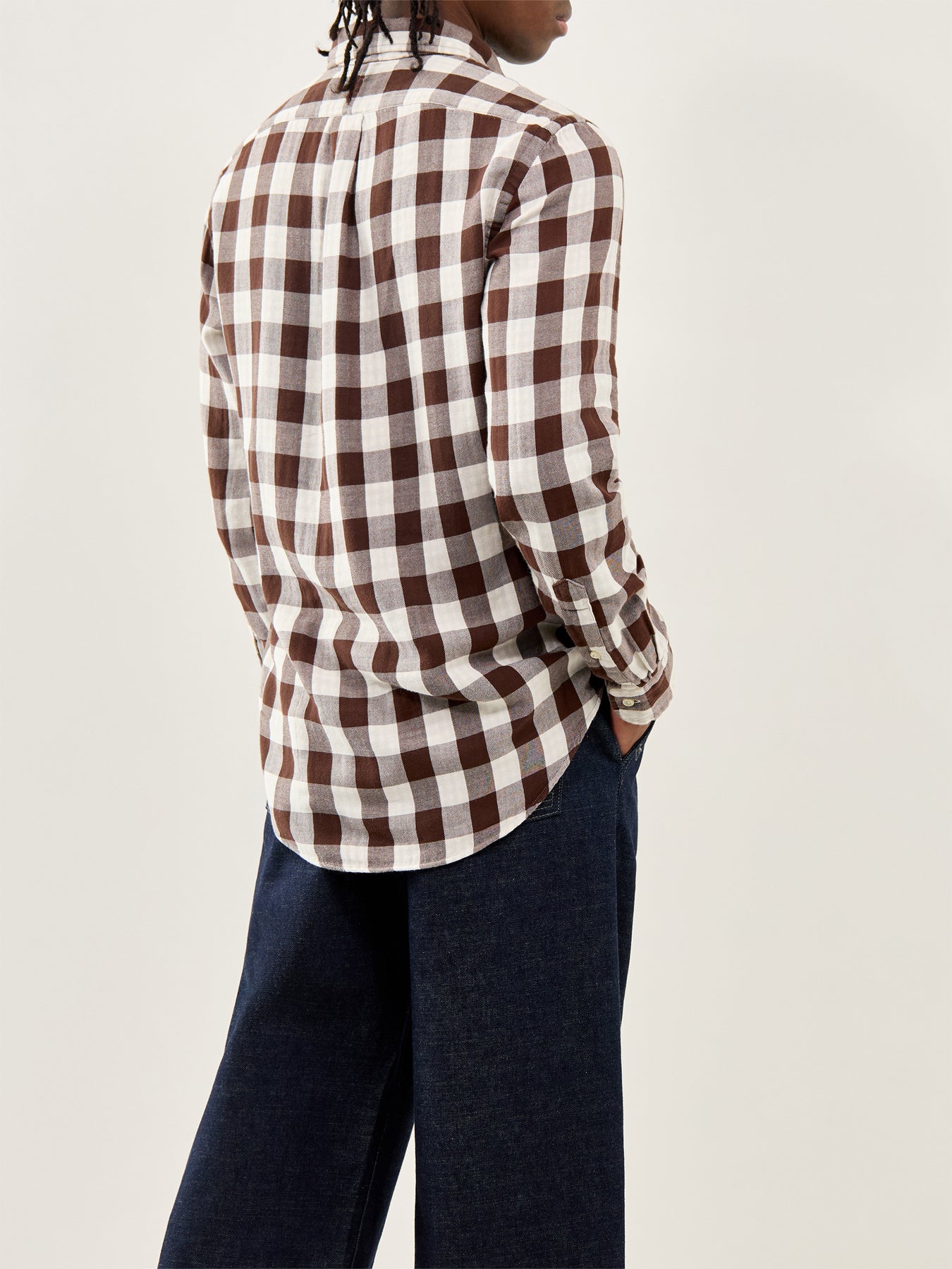 Double-Face Check Shirt Cream Brown