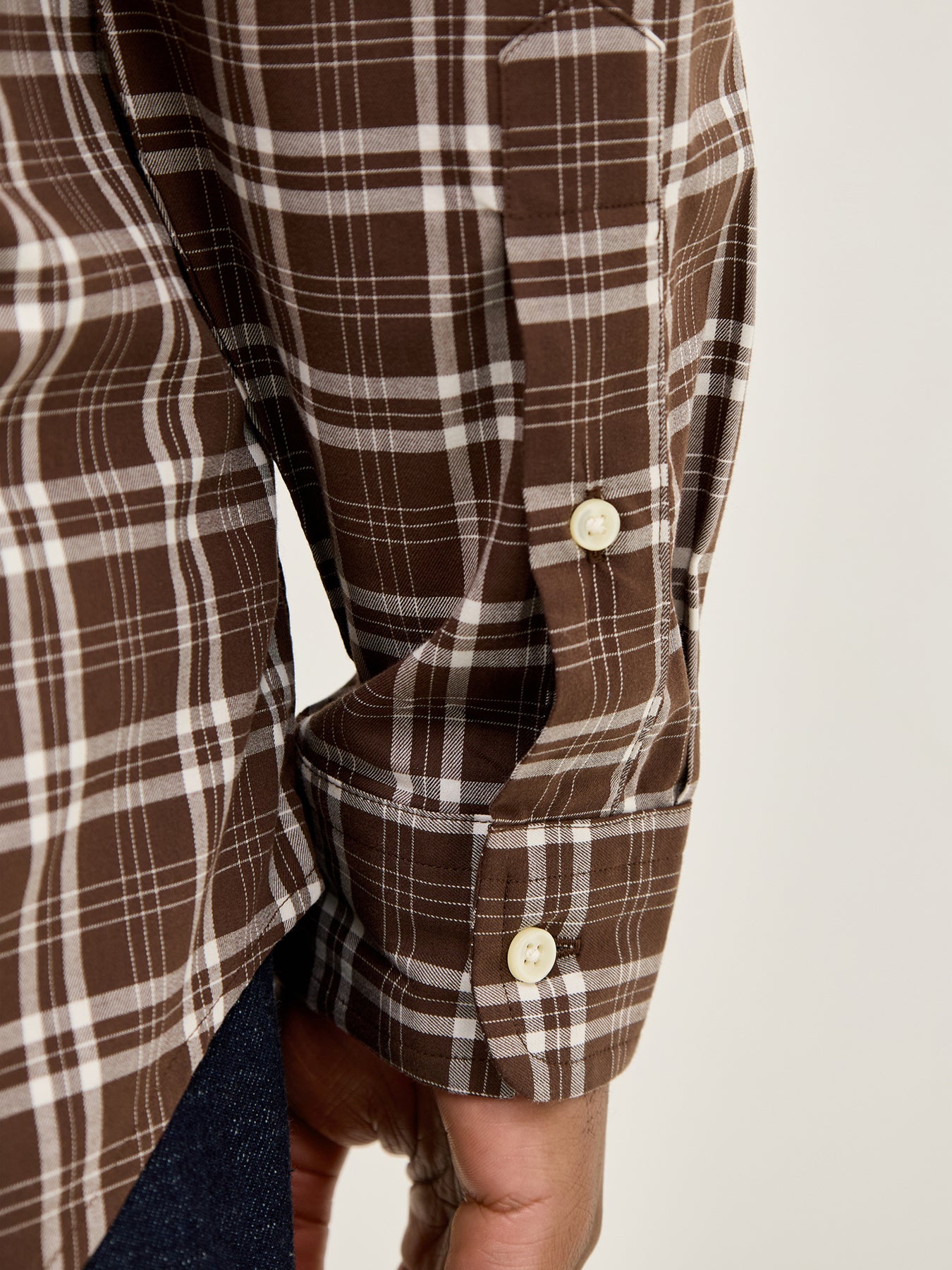 Twill Check Shirt Brown Cream