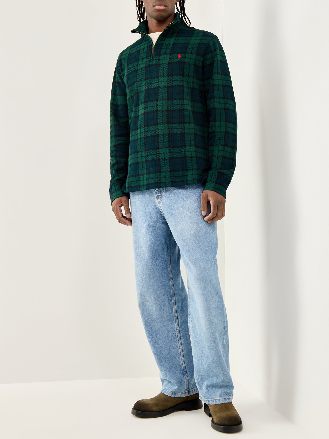 Tartan Quarter-Zip Sweatshirt Blackwatch Plaid