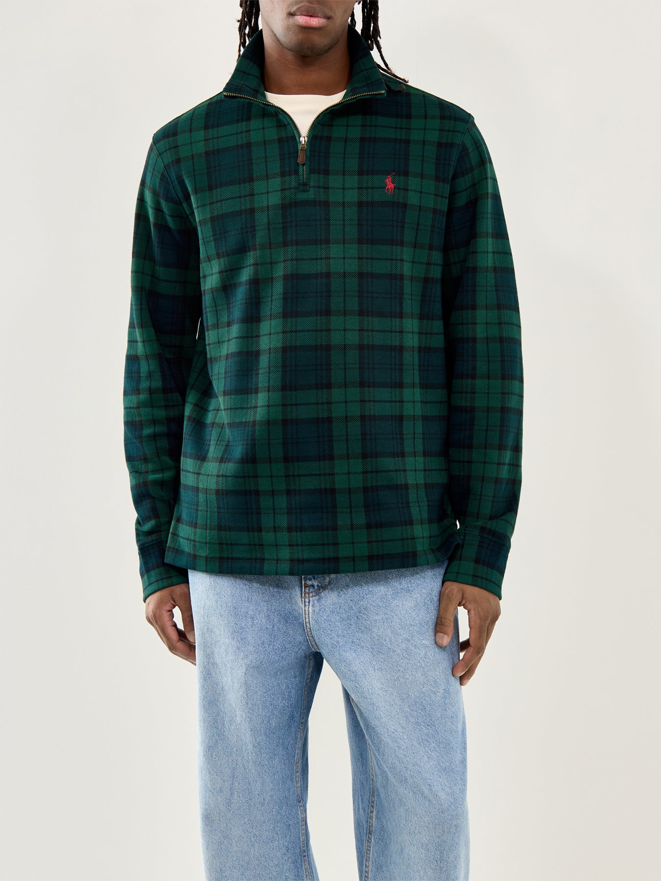 Tartan Quarter-Zip Sweatshirt Blackwatch Plaid