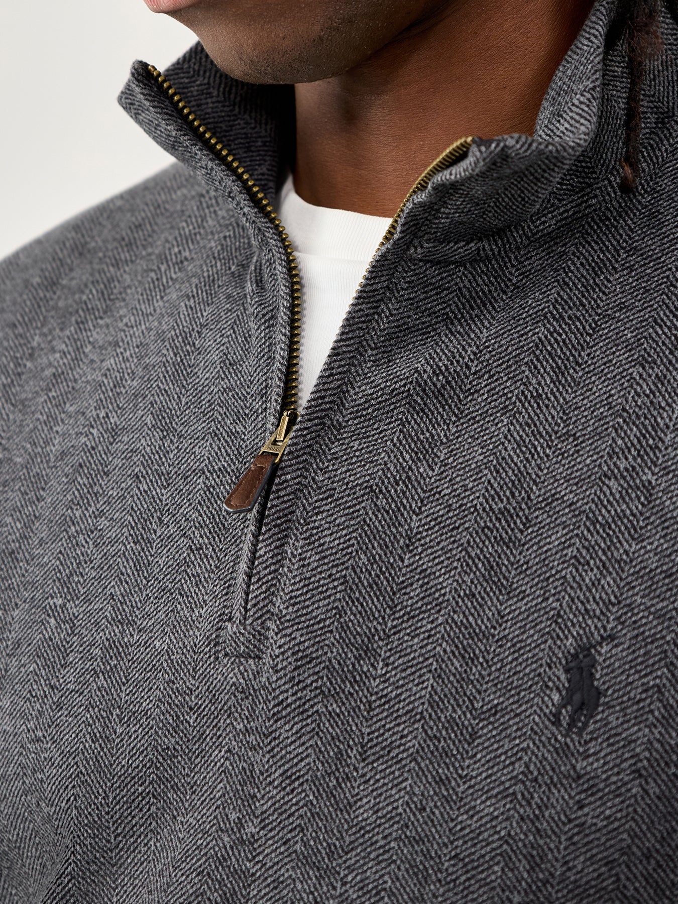 Herringbone Quarter-Zip Sweatshirt Grey