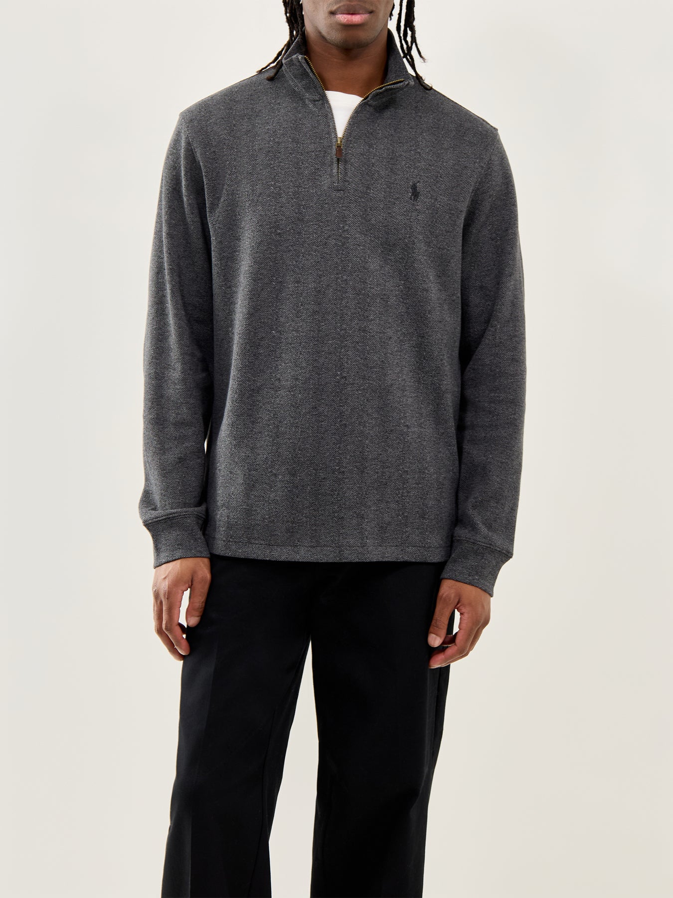 Herringbone Quarter-Zip Sweatshirt Grey