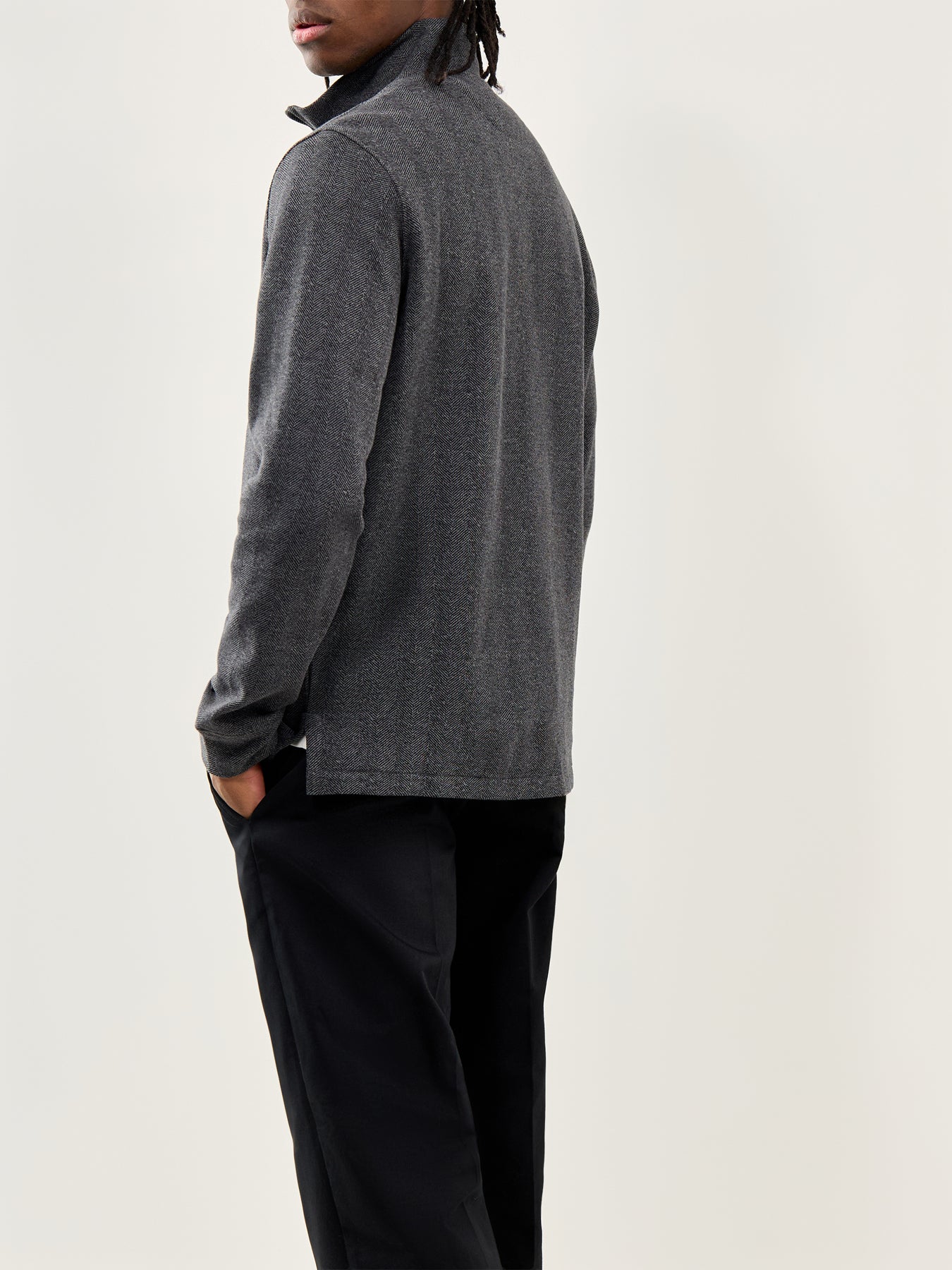 Herringbone Quarter-Zip Sweatshirt Grey