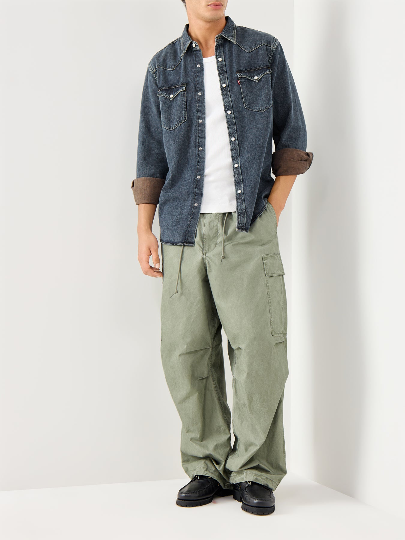 Barstow Western Standard Denim Shirt Brown