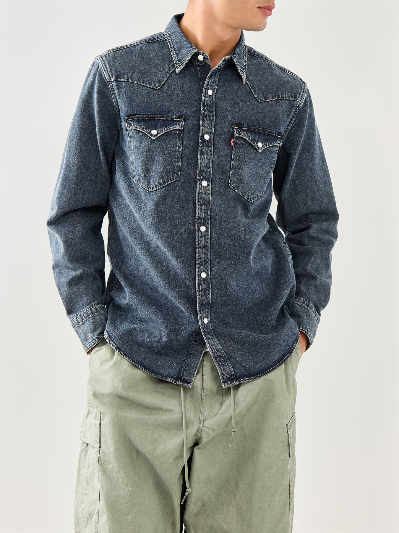 Barstow Western Standard Denim Shirt Brown