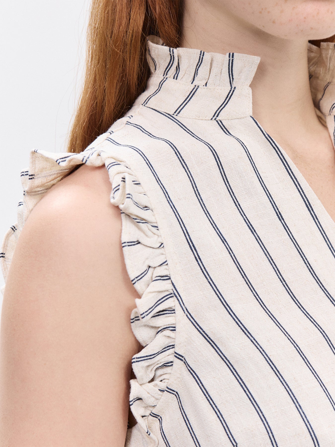 Ruffle Striped Sun Top Sandshell