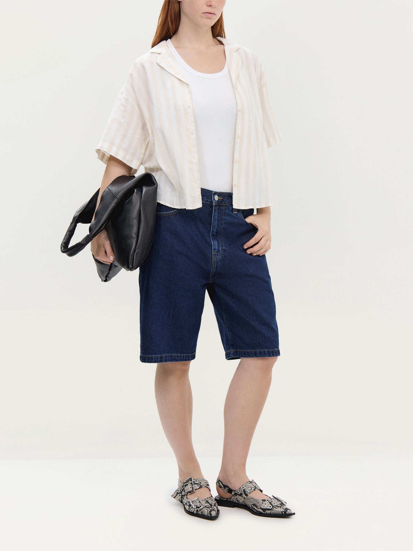 Linen Blend Striped Shirt Sandshell