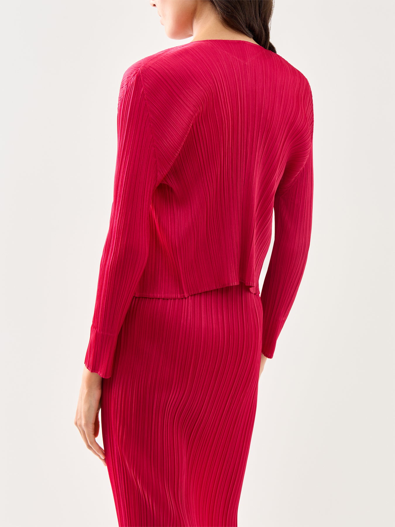 Pleats Colourful Basics Carmine Pink Cardigan