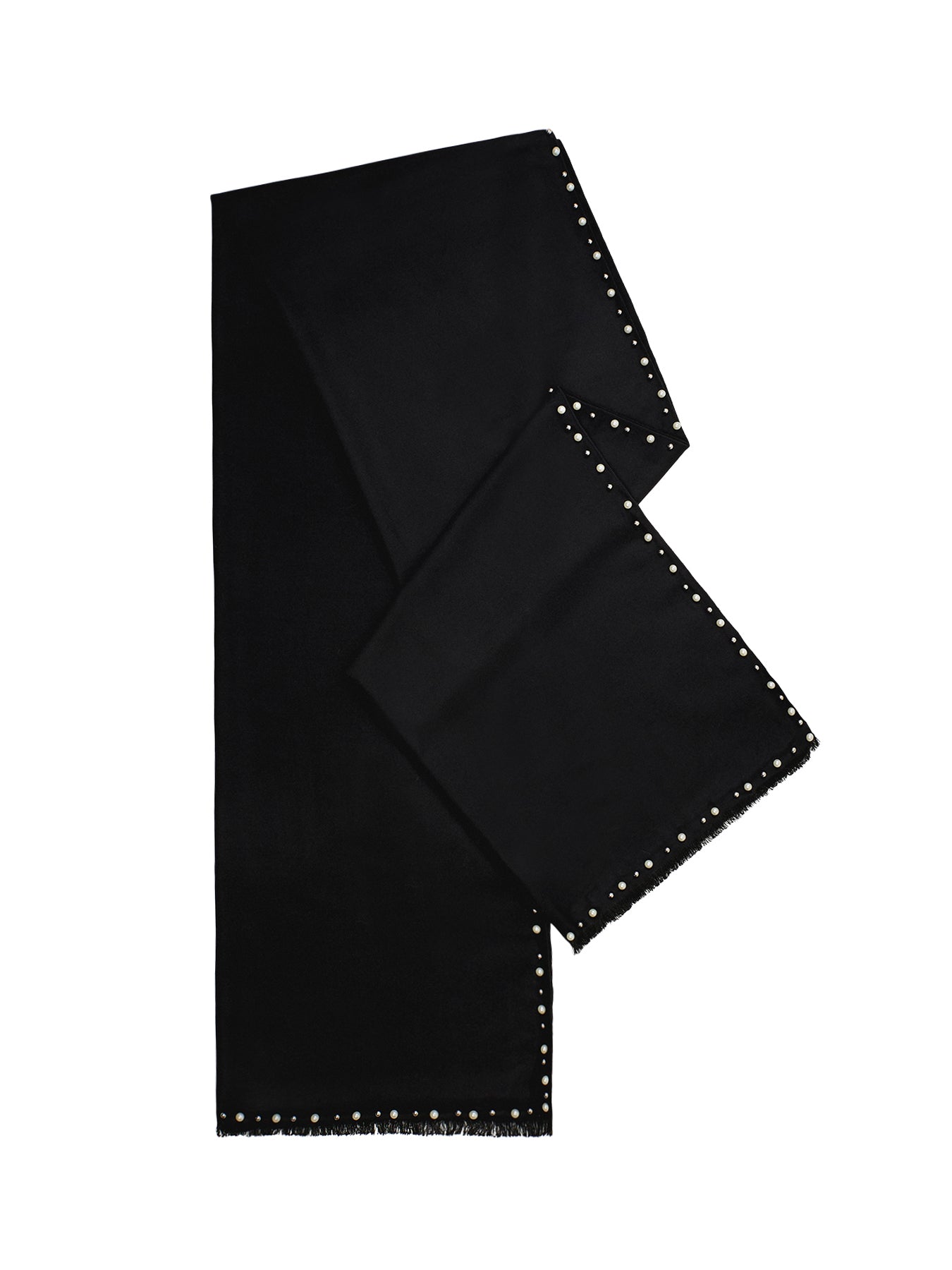 Pearl and Stud Border Scarf Black