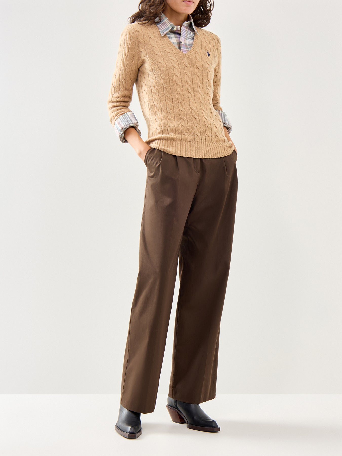 Kimberly Long Sleeve  Wool Pullover Brown