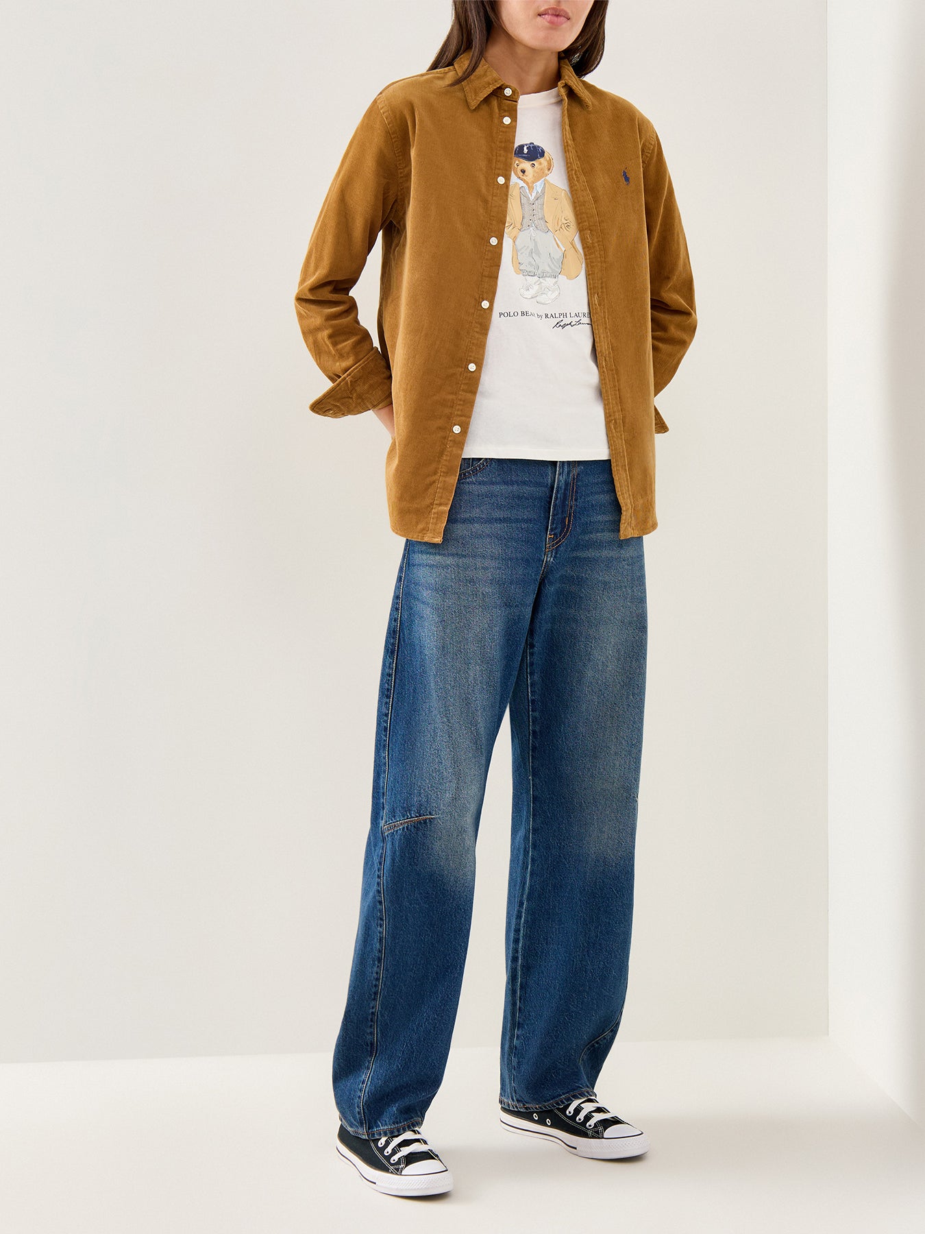 Cord Long Sleeve Shirt Tan