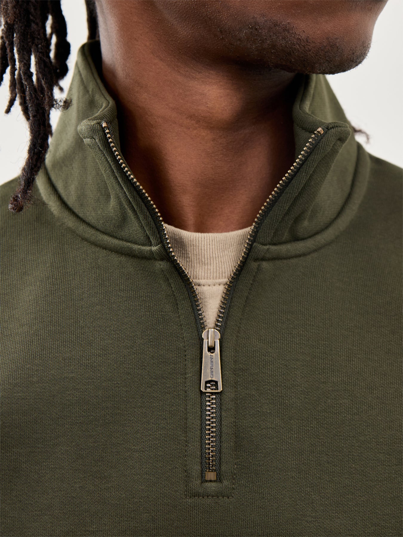 Chase Neck Zip Sweat Olive Gold