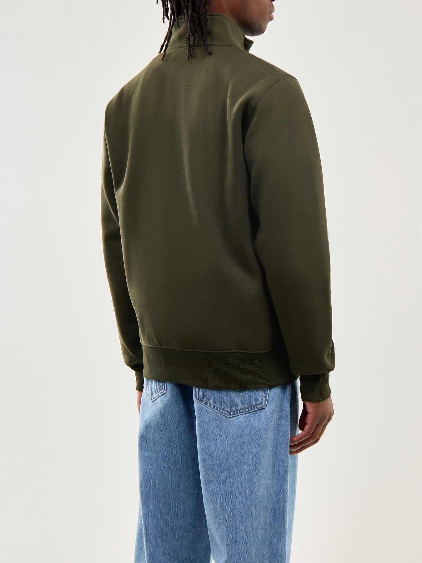 Chase Neck Zip Sweat Olive Gold