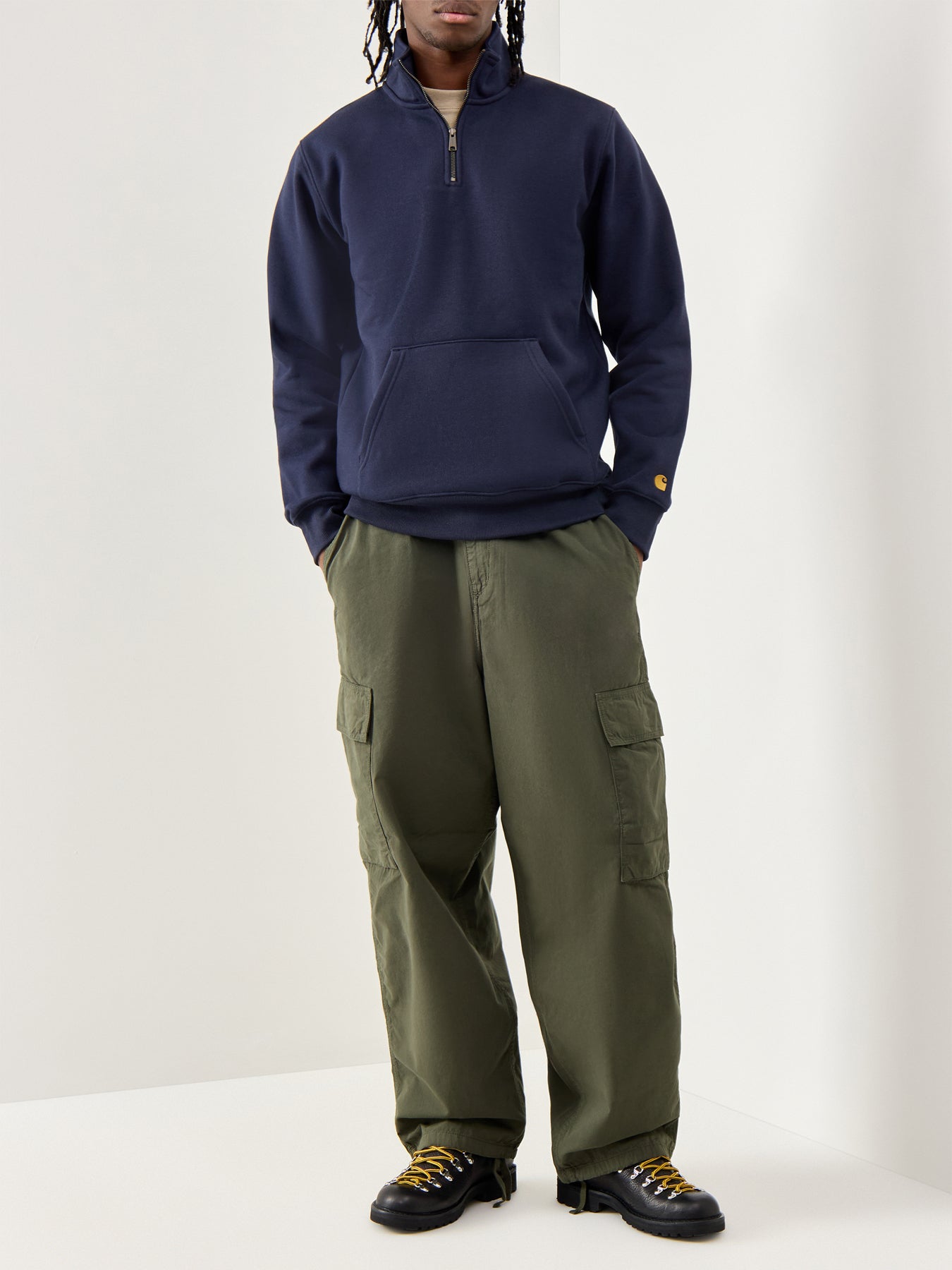 Chase Neck Zip Sweat Dark Navy Gold