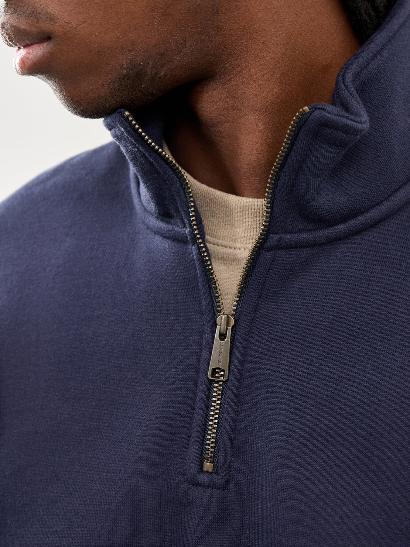 Chase Neck Zip Sweat Dark Navy Gold