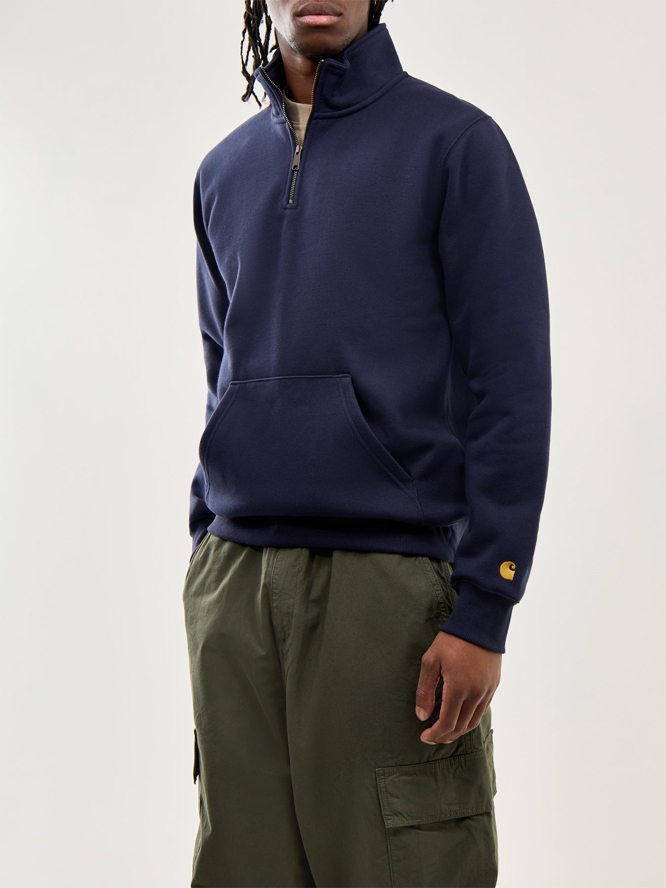 Chase Neck Zip Sweat Dark Navy Gold