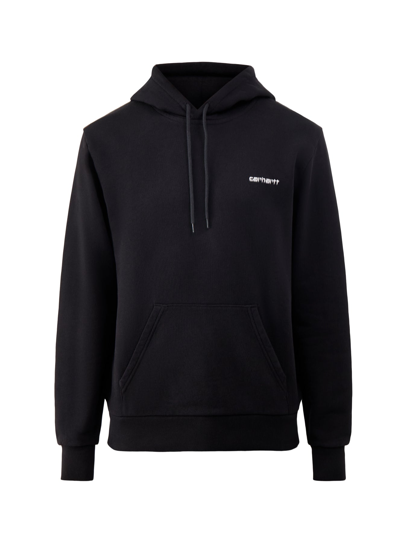 Hooded Script Embroidery Sweat Black White