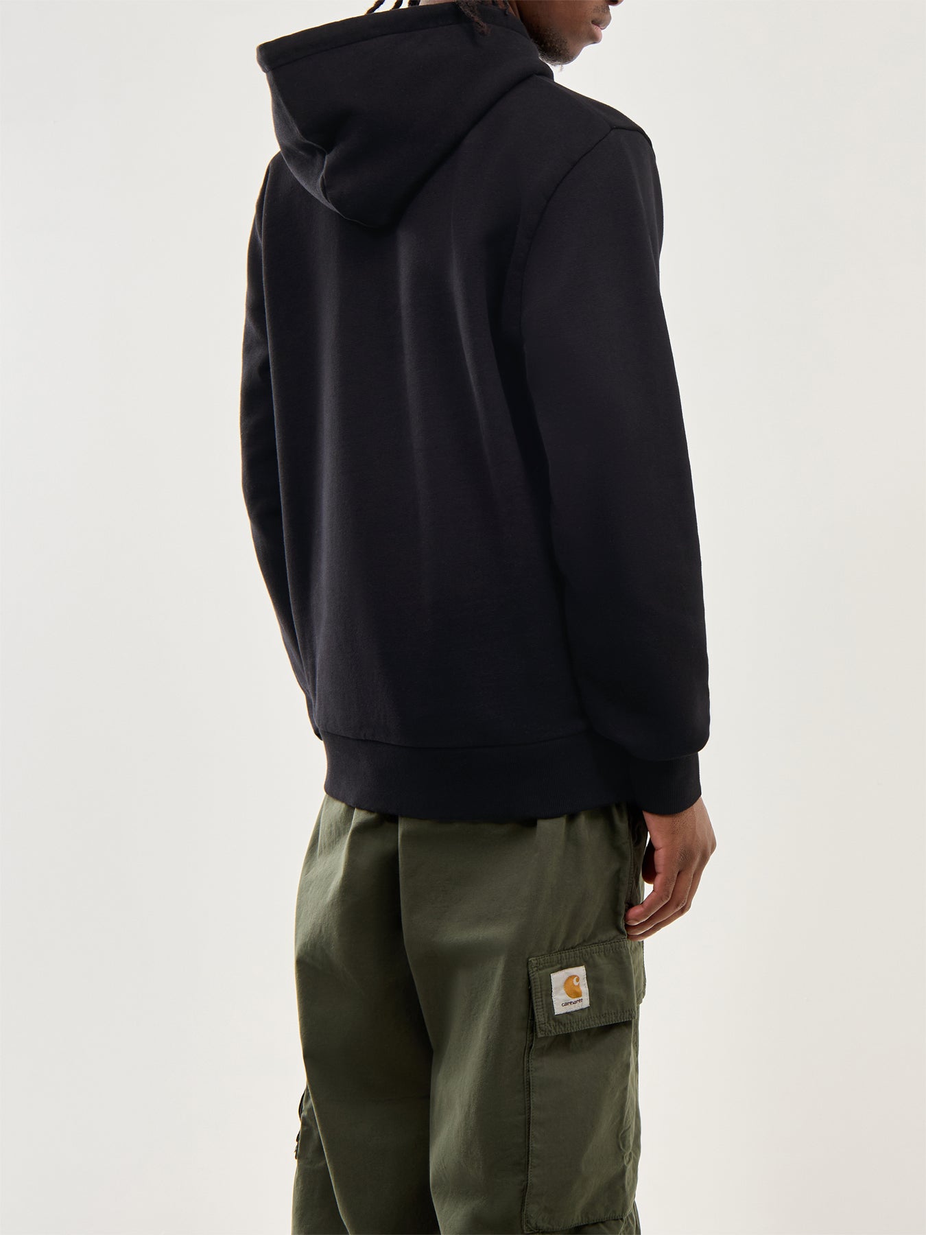 Hooded Script Embroidery Sweat Black White