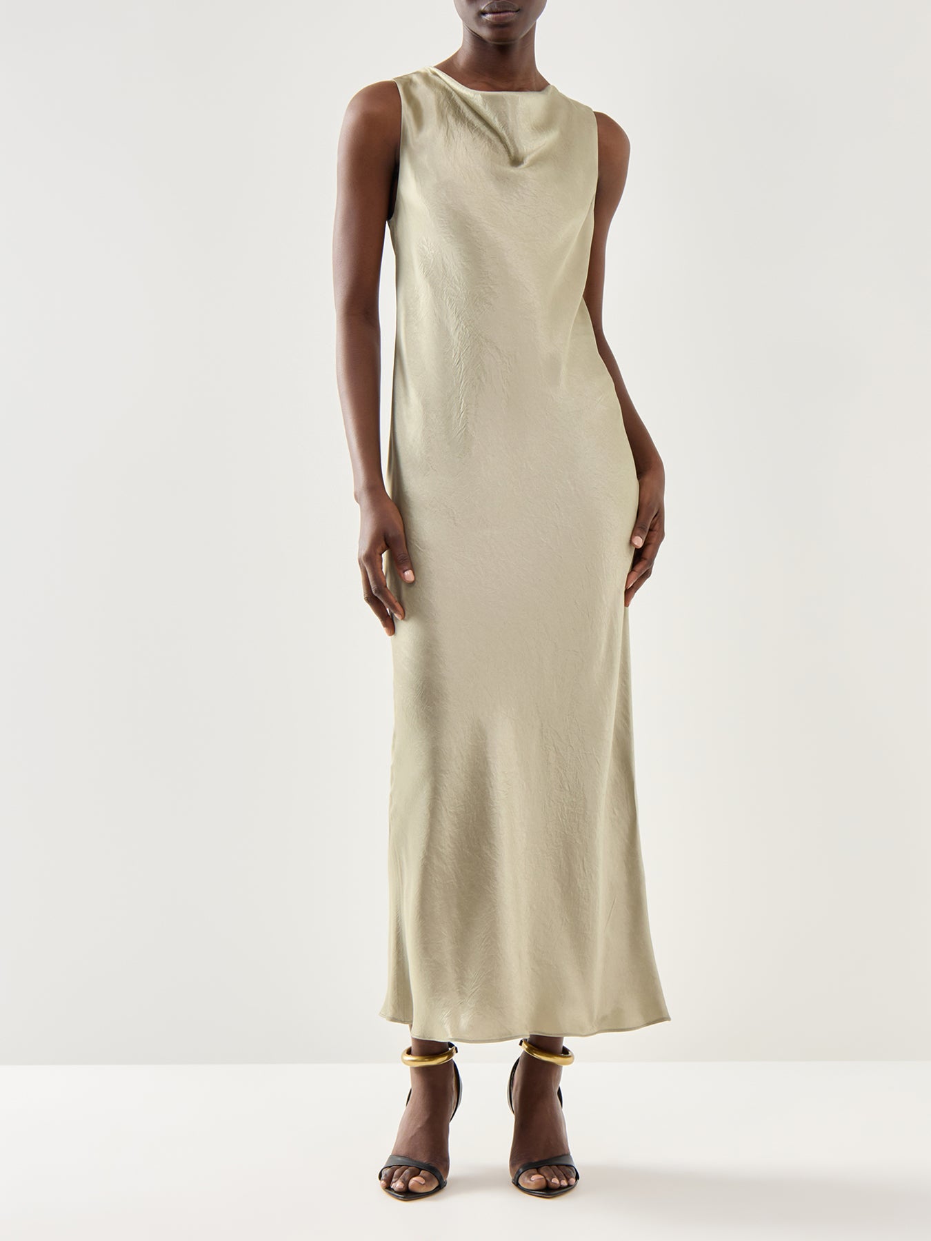 Marella Sapone Shiny Cowl Neck Maxi Dress