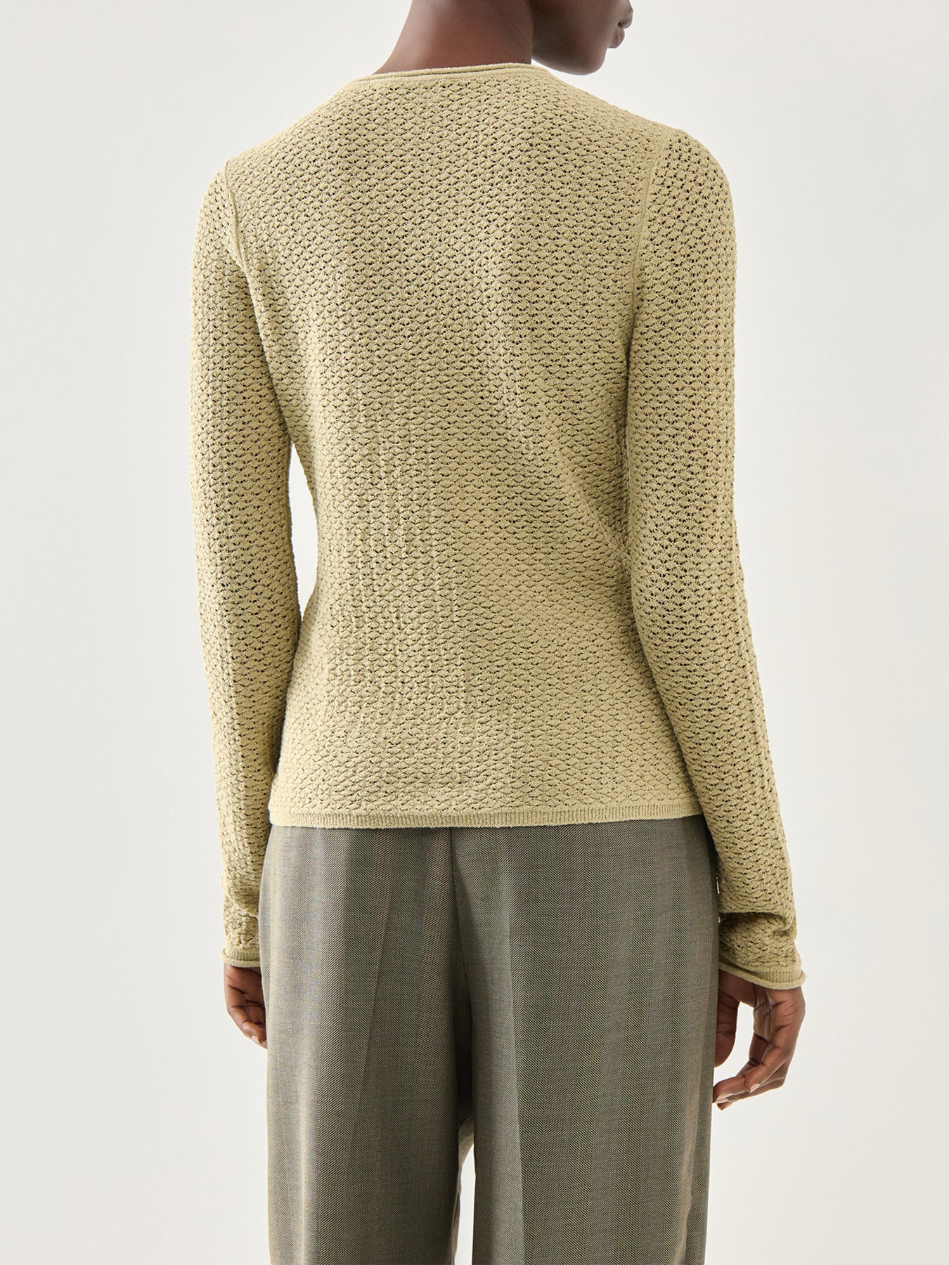 Marella Oliva Fine Knit With Contrast Neck Trim
