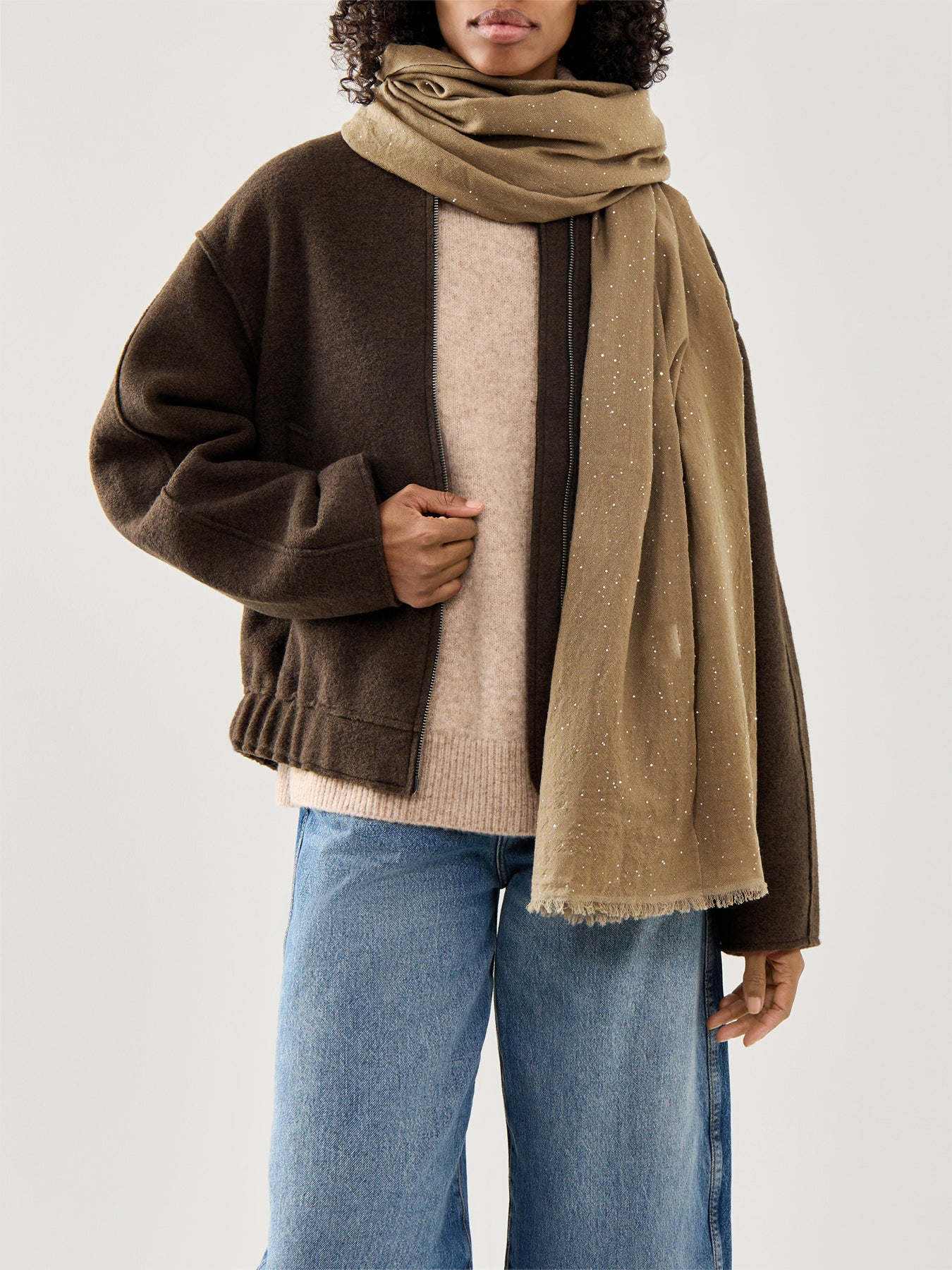 Marella Ciocca Stole With Lurex Kaki