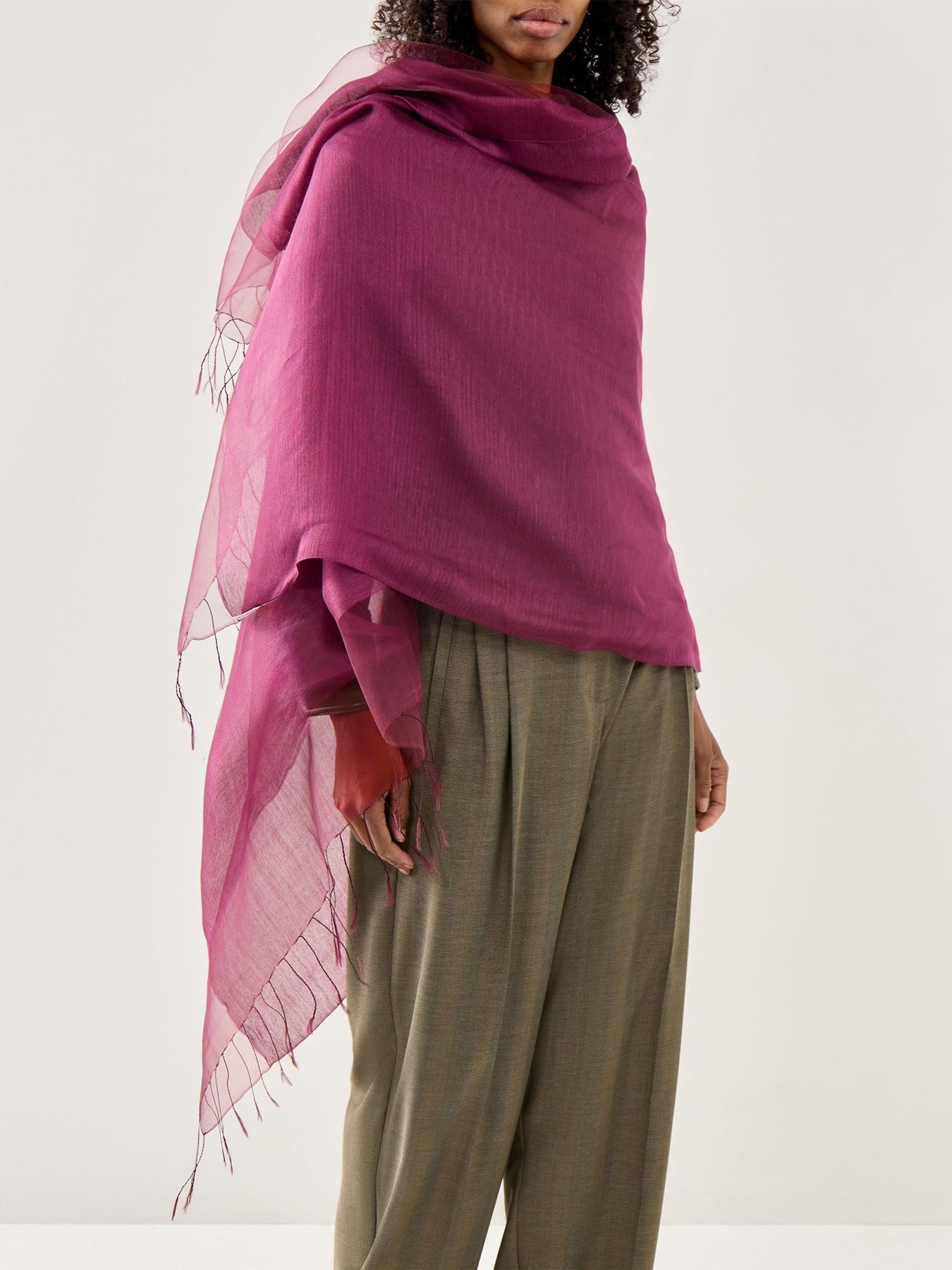 Marella Caco Stole With Fringe Bordeaux