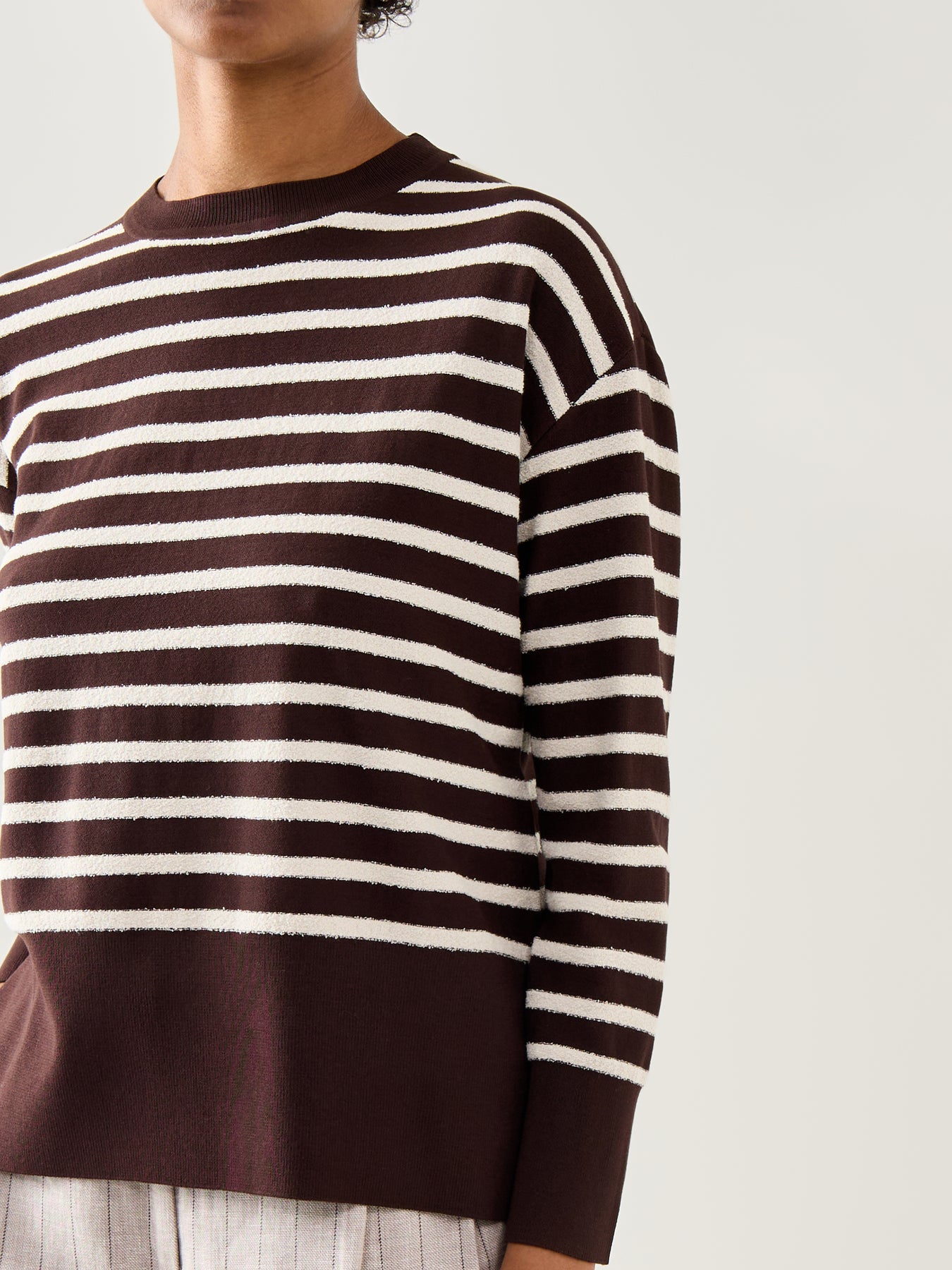 Sport Texas Crew Neck Striped Knitwear Brown