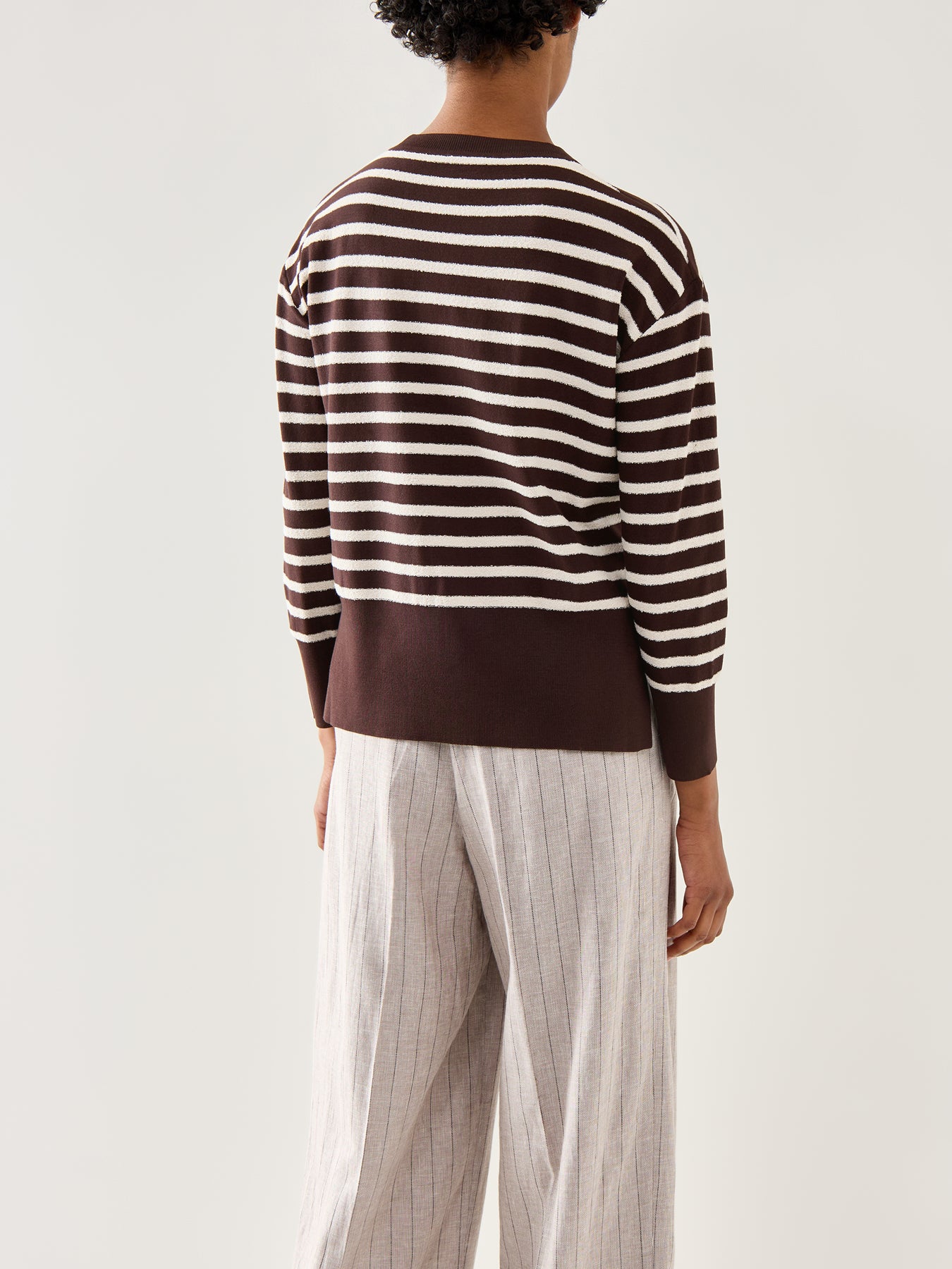 Sport Texas Crew Neck Striped Knitwear Brown
