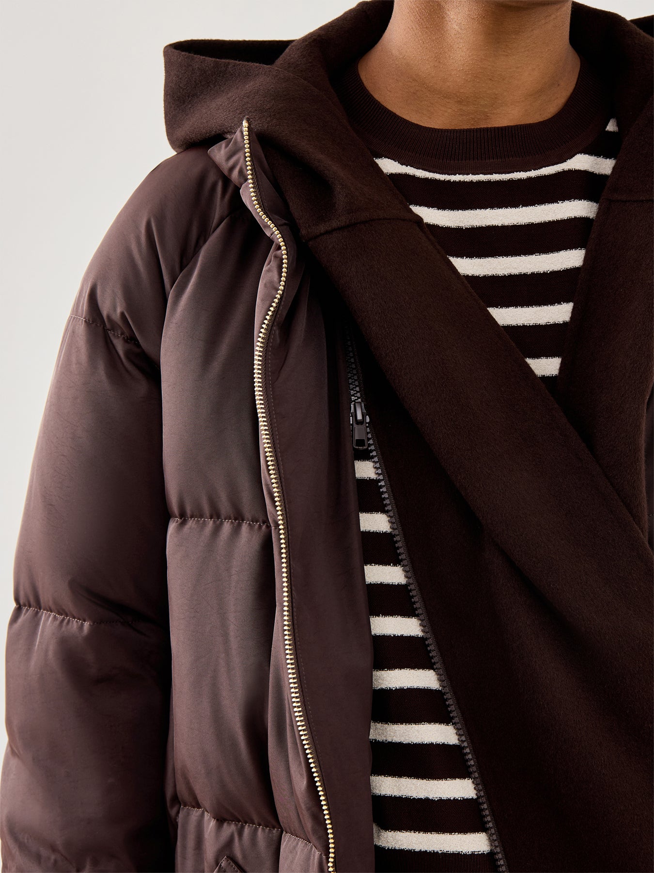 Sport Yole Long Maxi Puffer With Belt And Hood Brown