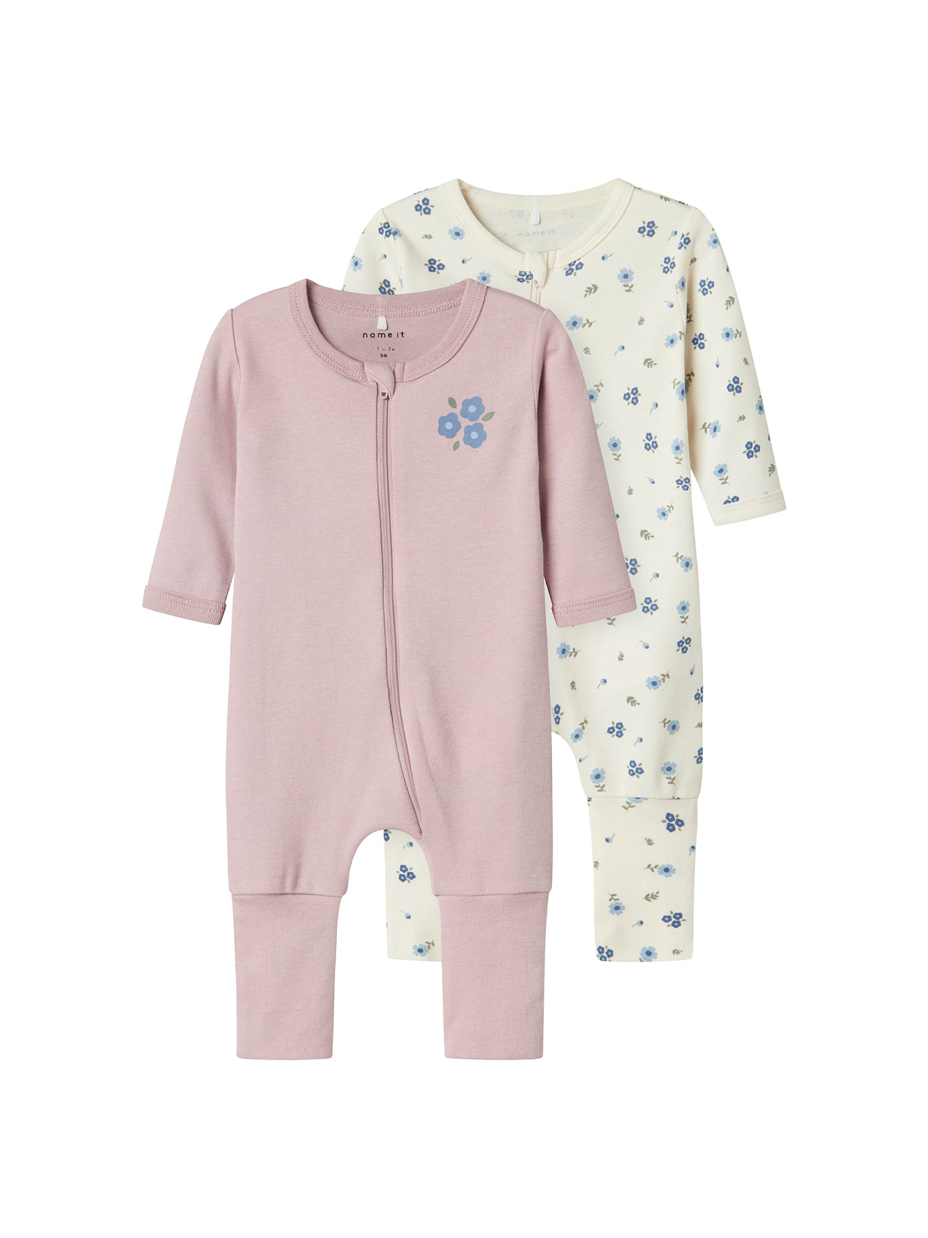 Baby 2 Pack Zip Sleepsuits Floral