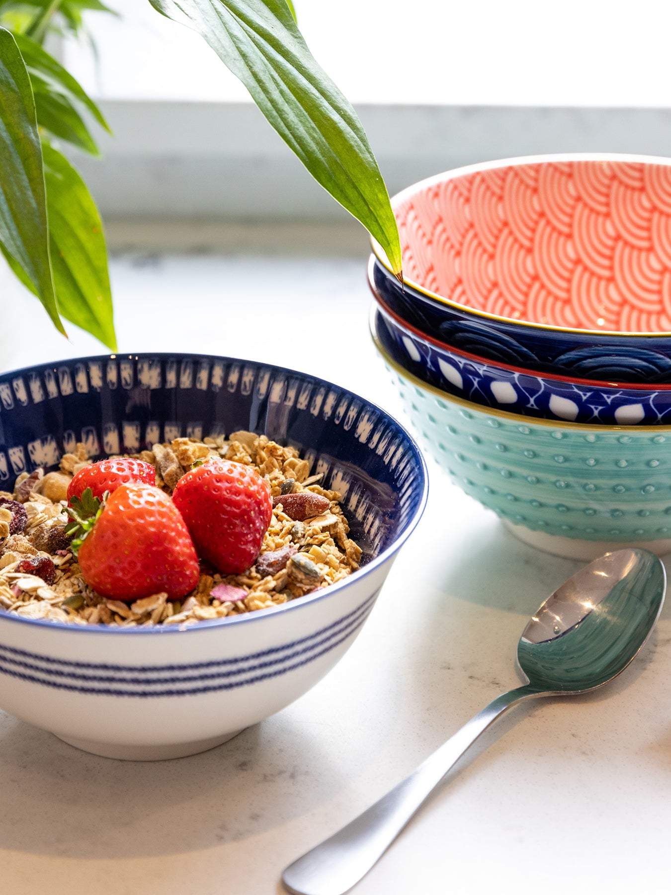 Glazed Stoneware Bowl Set of Four