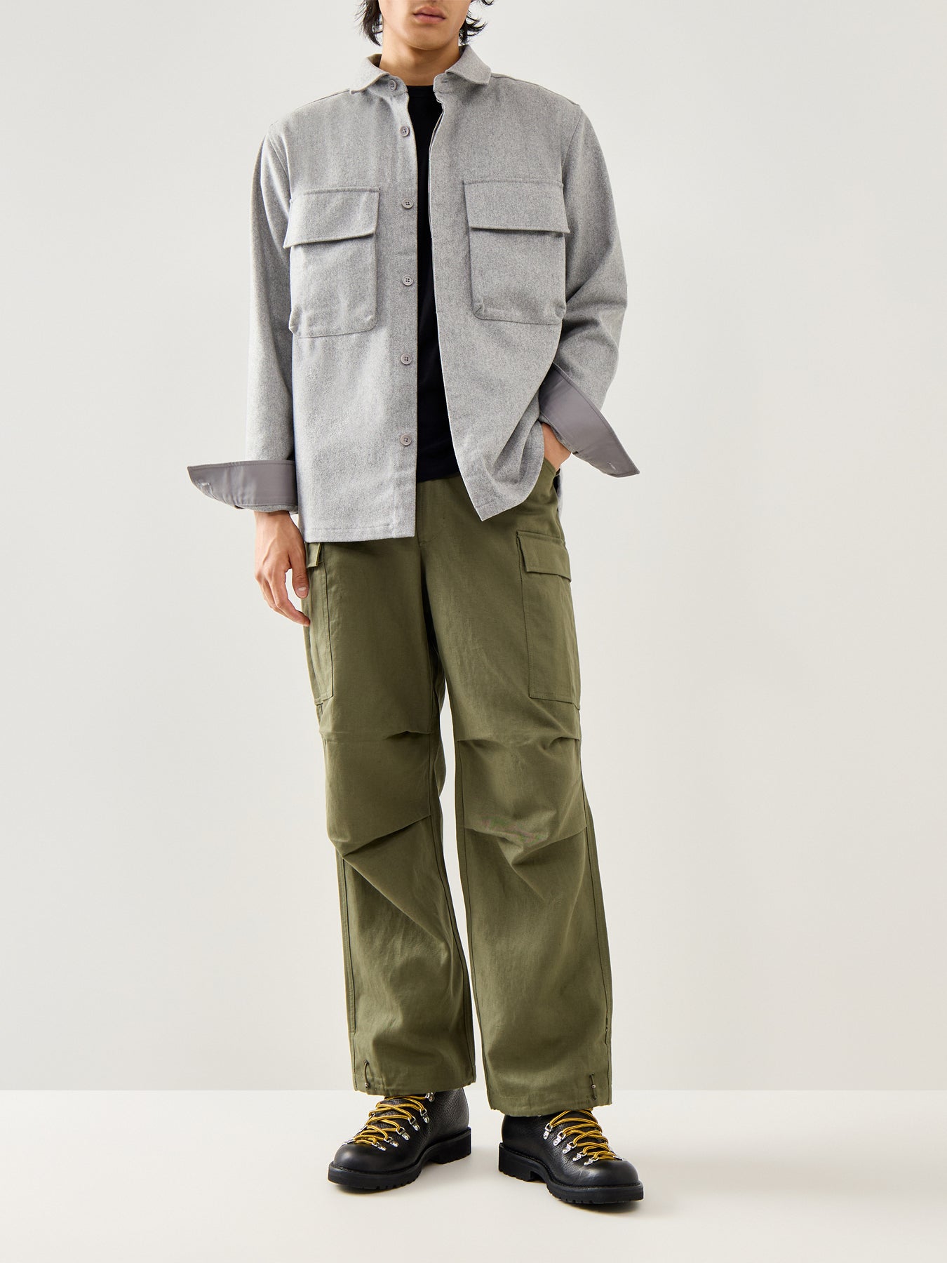 Pointer Wool Blend Over Shirt Light Grey Melange