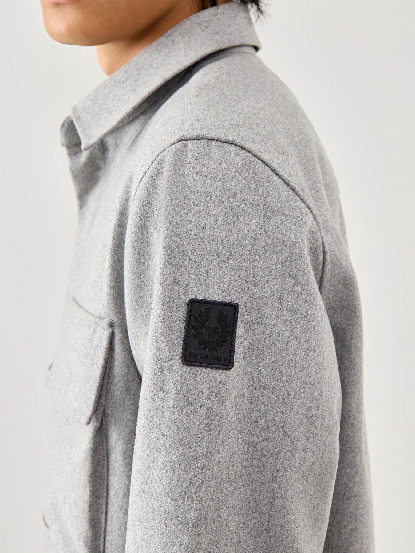 Pointer Wool Blend Over Shirt Light Grey Melange