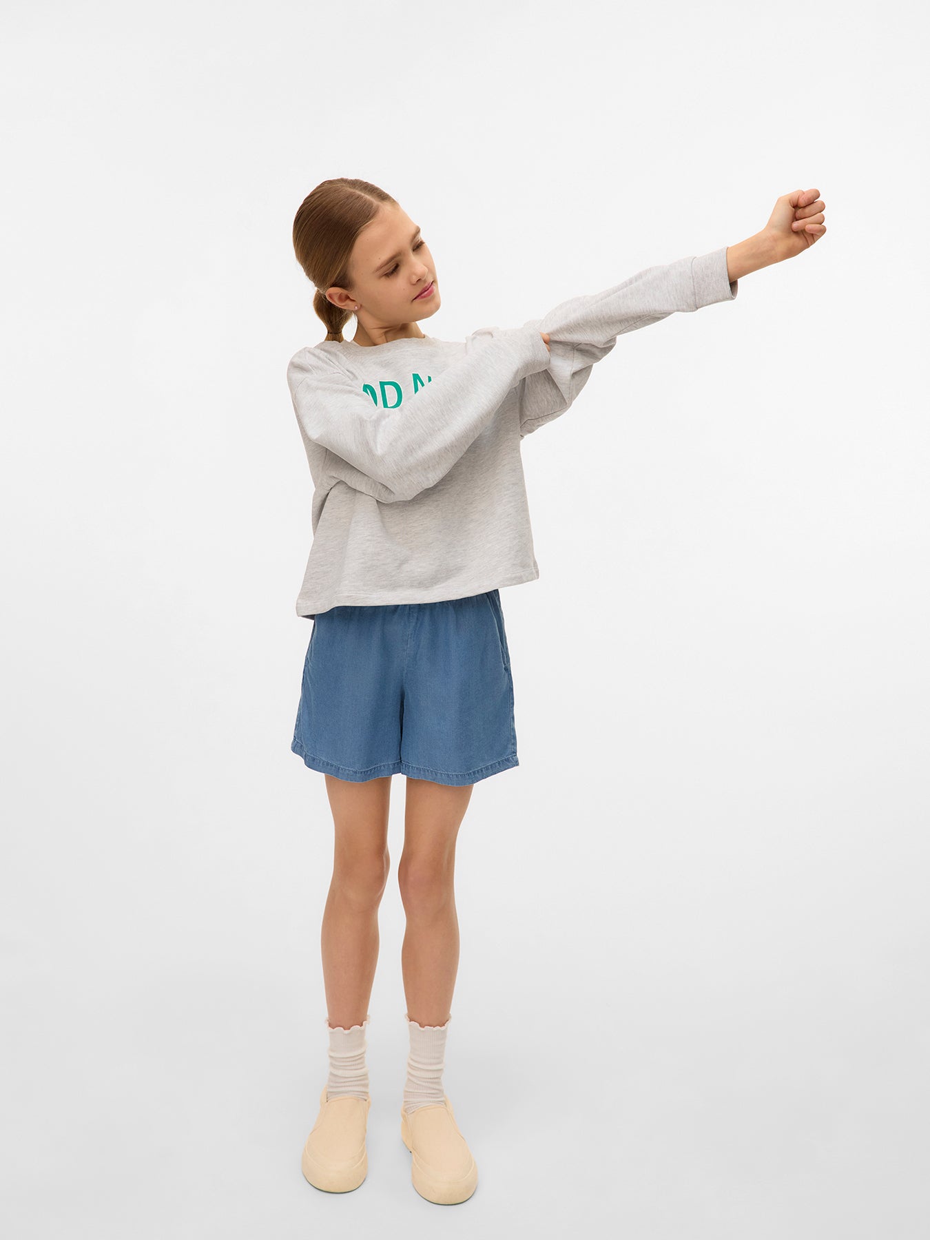 Millie Cropped Sweatshirt Light Grey