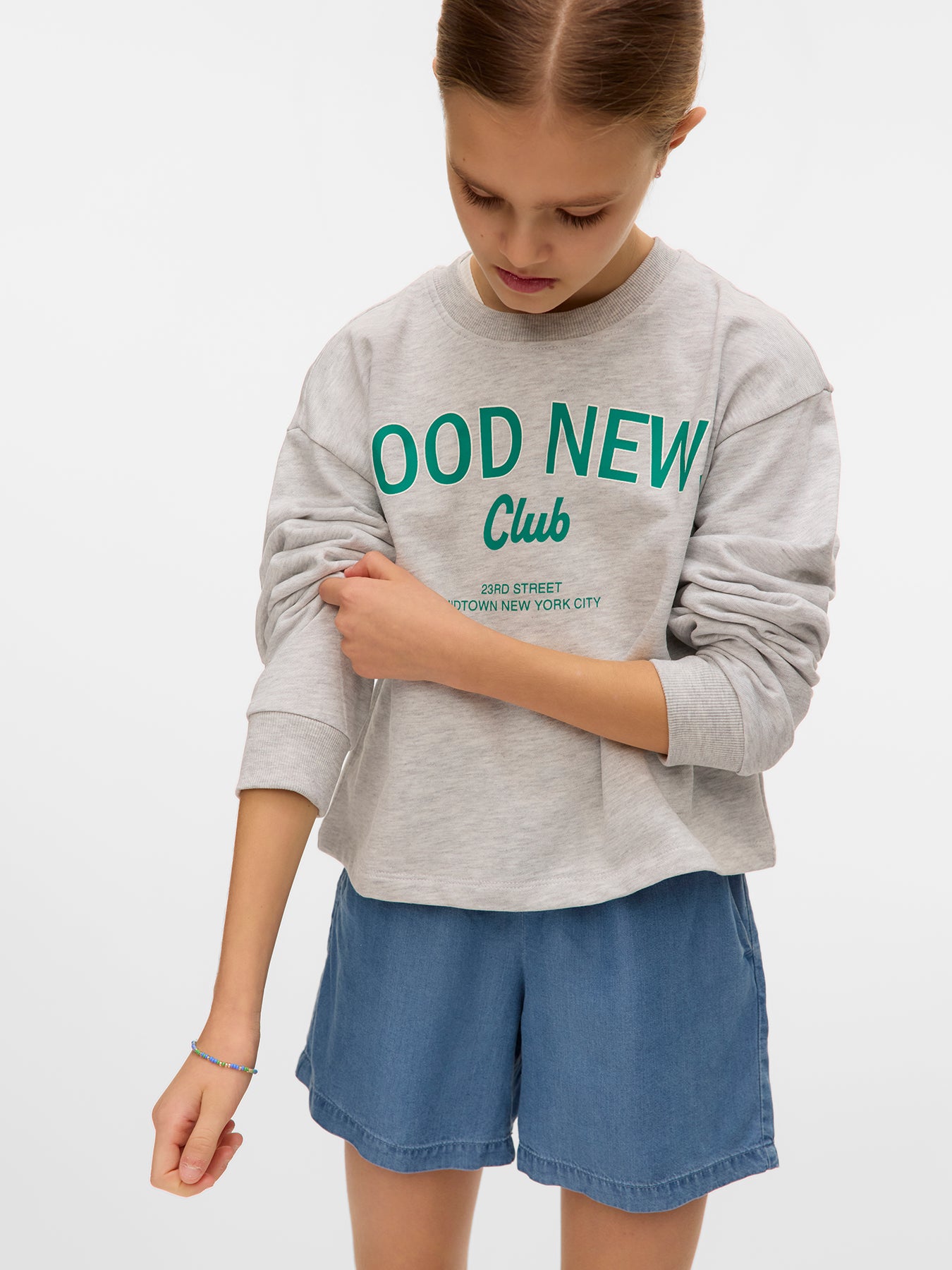 Millie Cropped Sweatshirt Light Grey