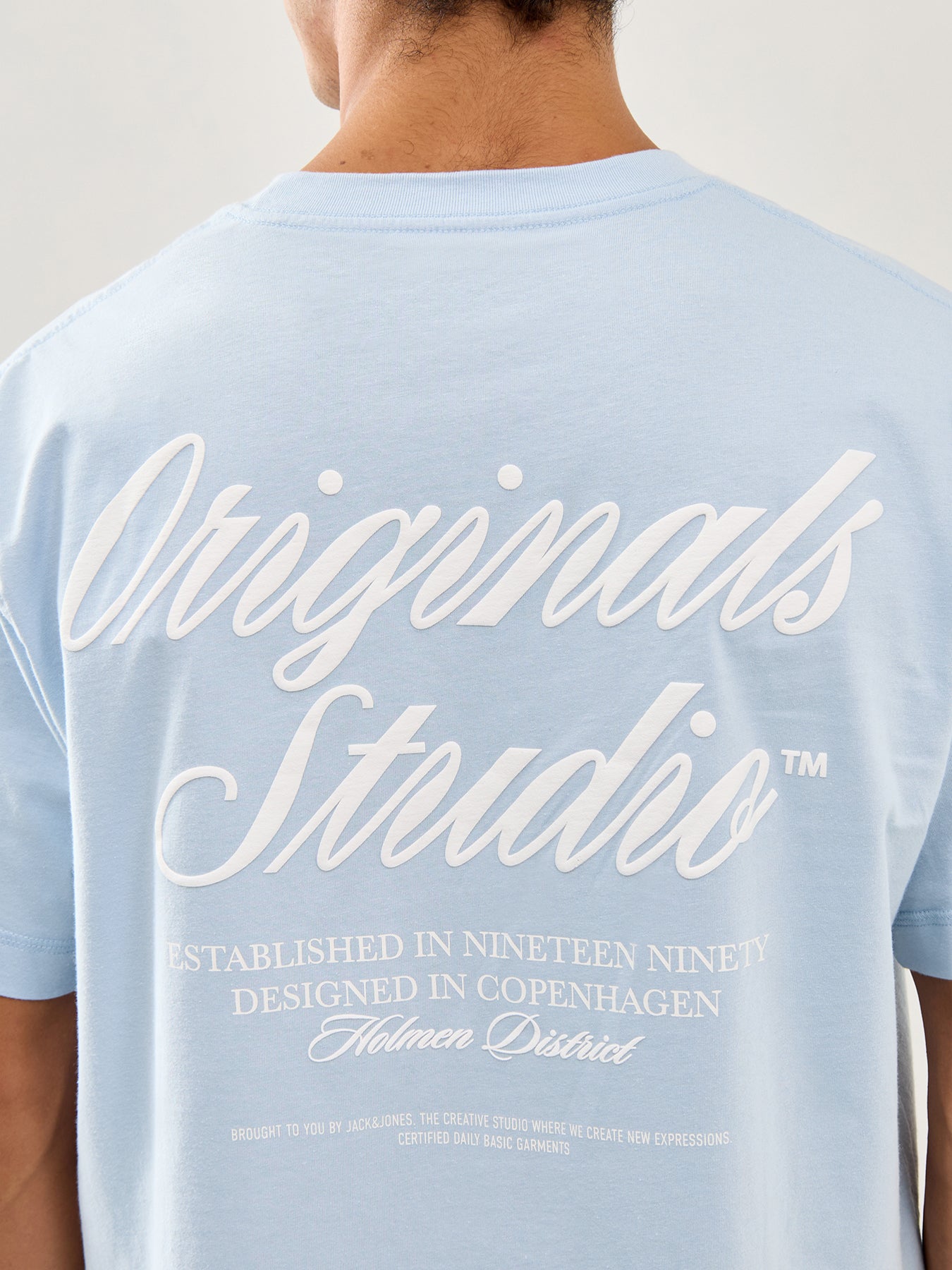 Typo T-Shirt Crew Neck Blue