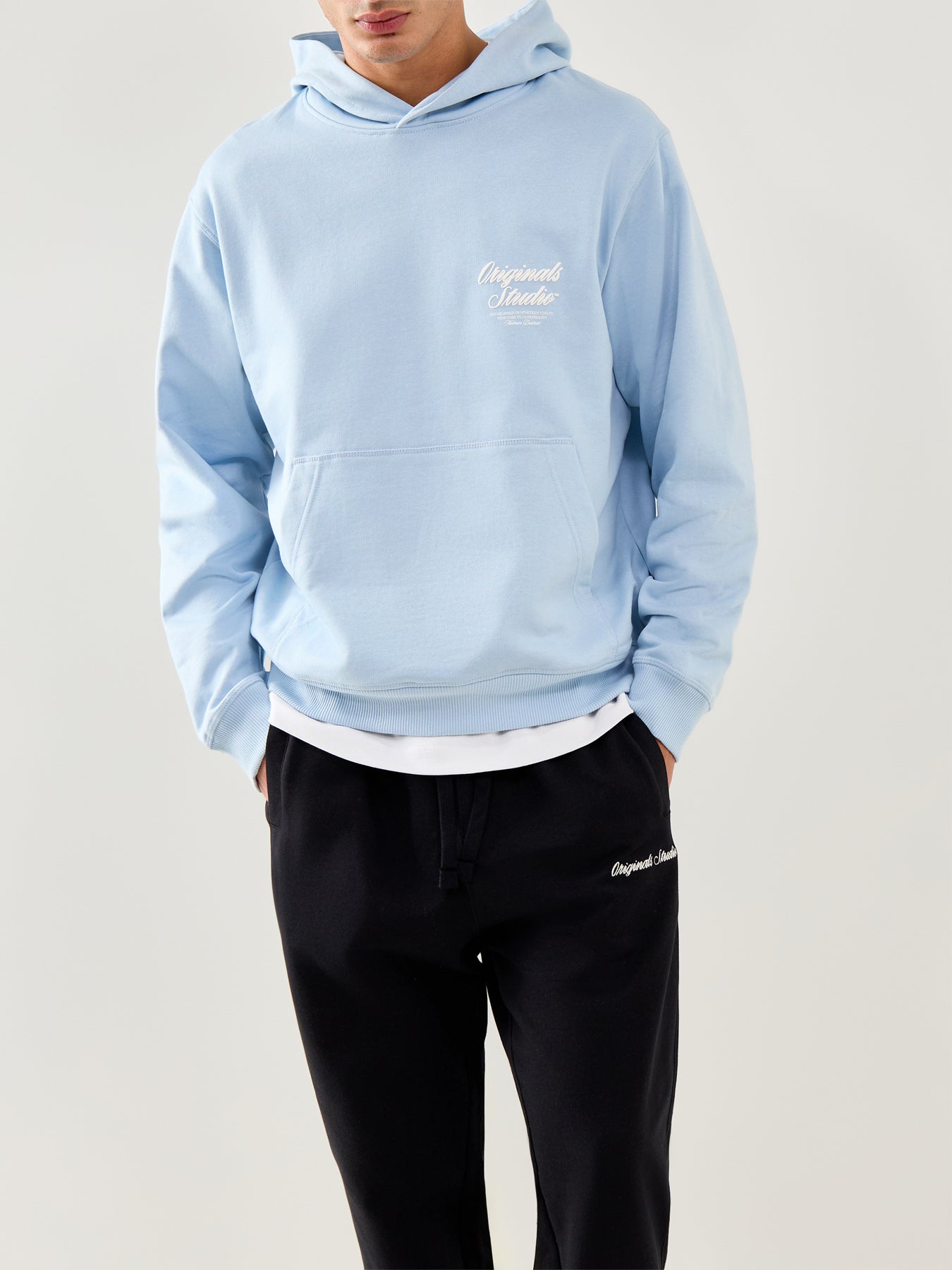 Typo Back Sweat Hoodie Blue