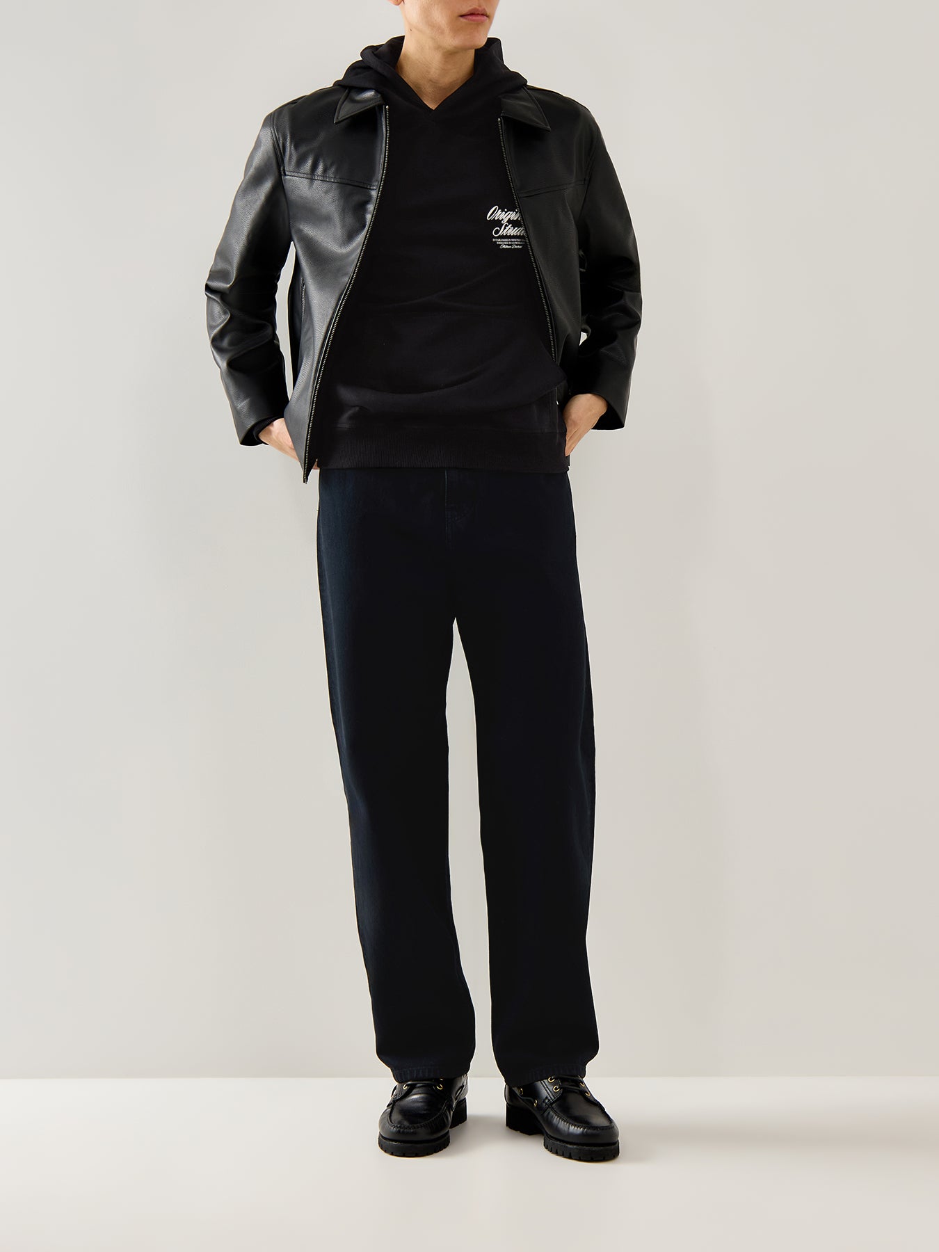 Typo Back Sweat Hoodie Black