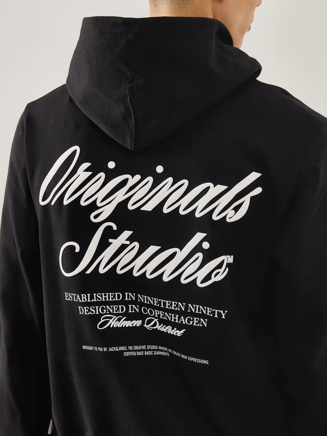 Typo Back Sweat Hoodie Black