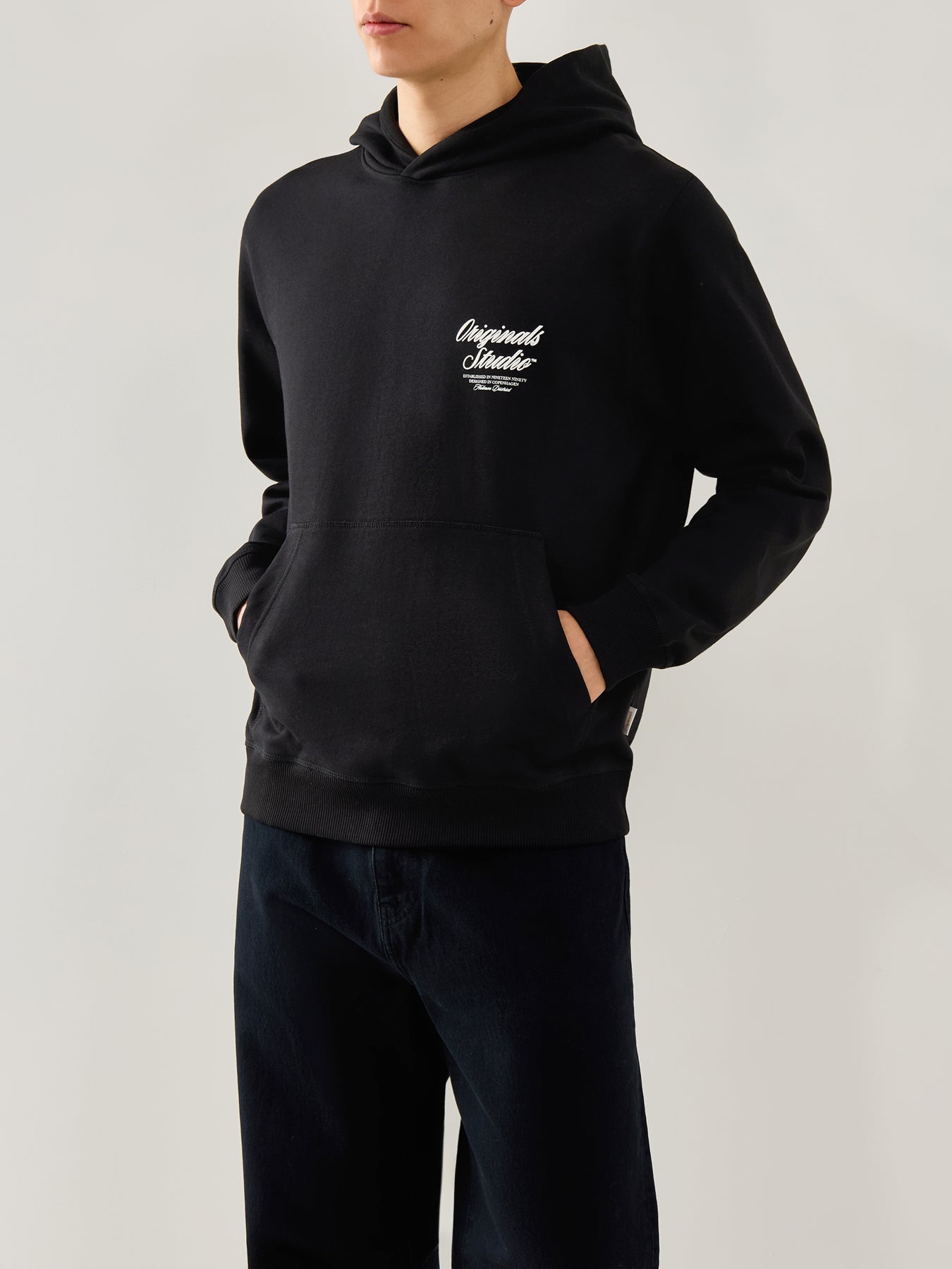 Typo Back Sweat Hoodie Black