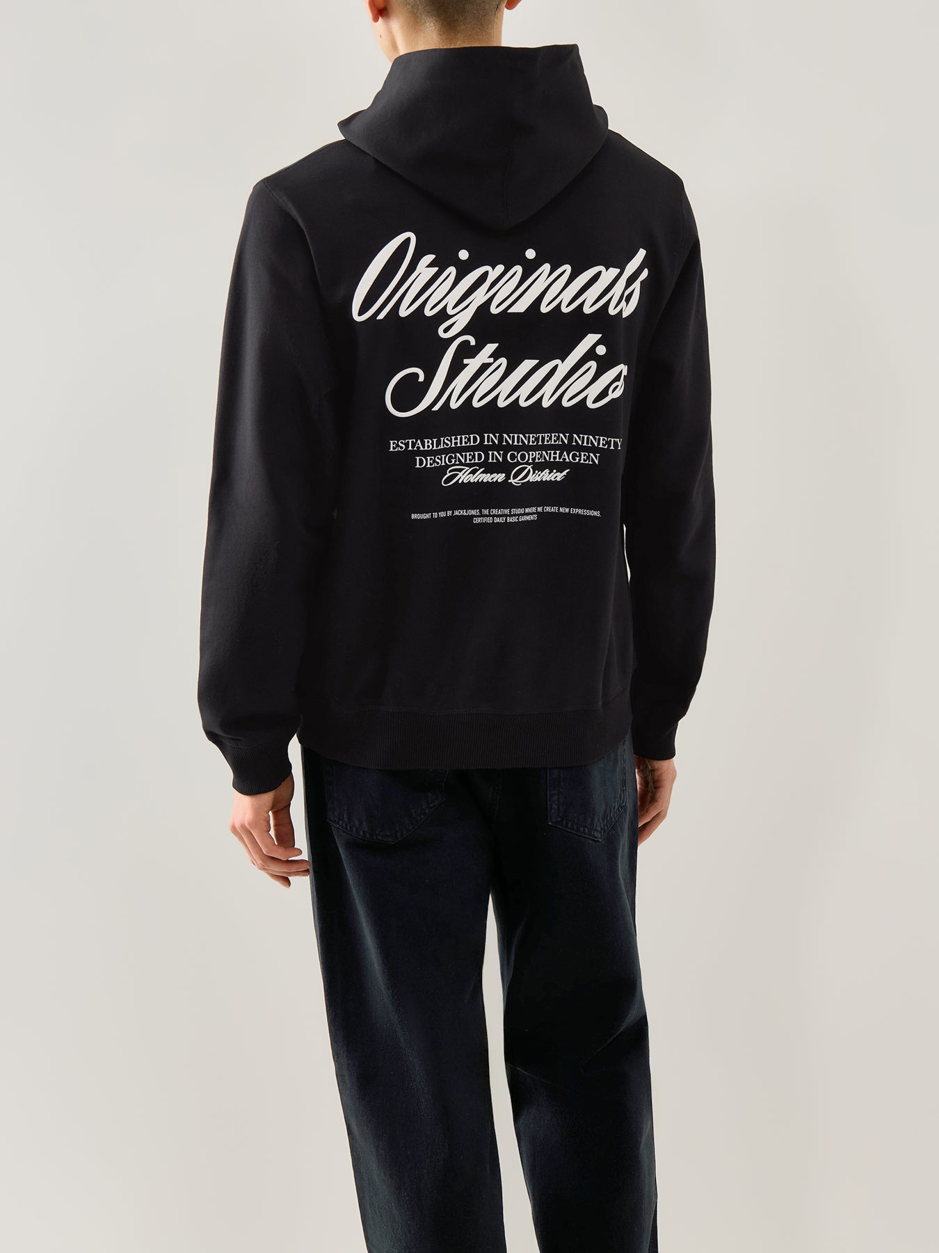 Typo Back Sweat Hoodie Black