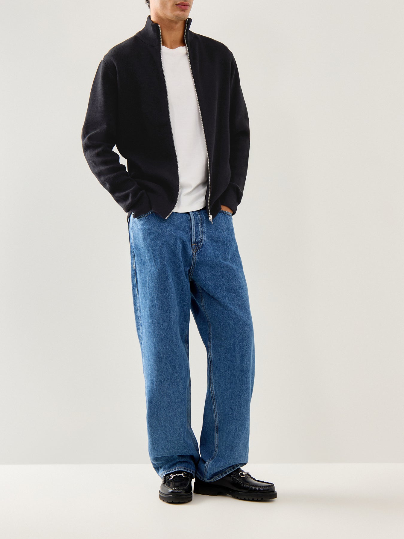 Milano Stitch High Neck Cardigan Black