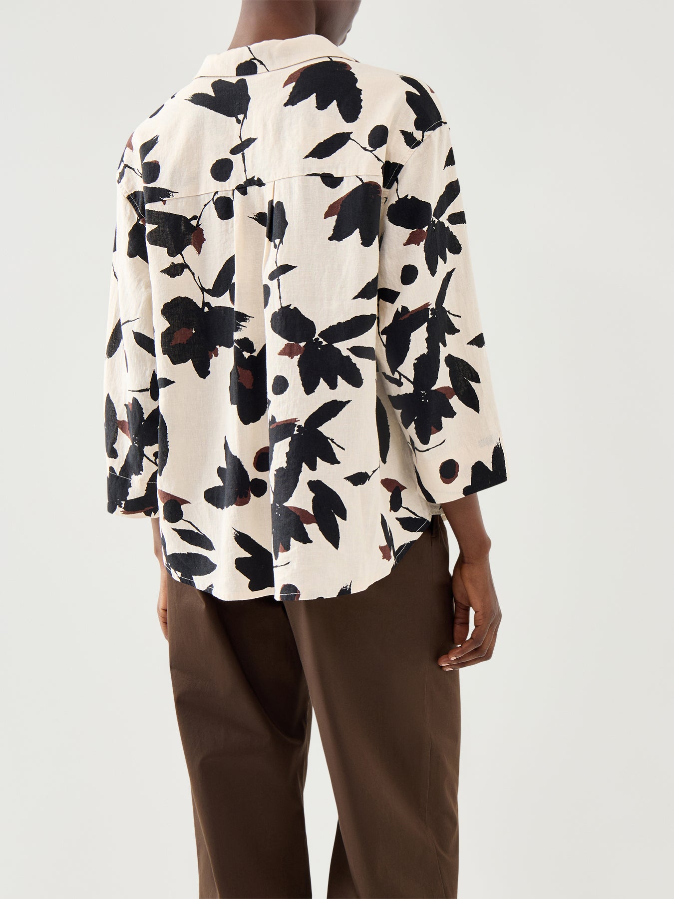Darale Printed Linen Mix Top 3/4 Sleeve