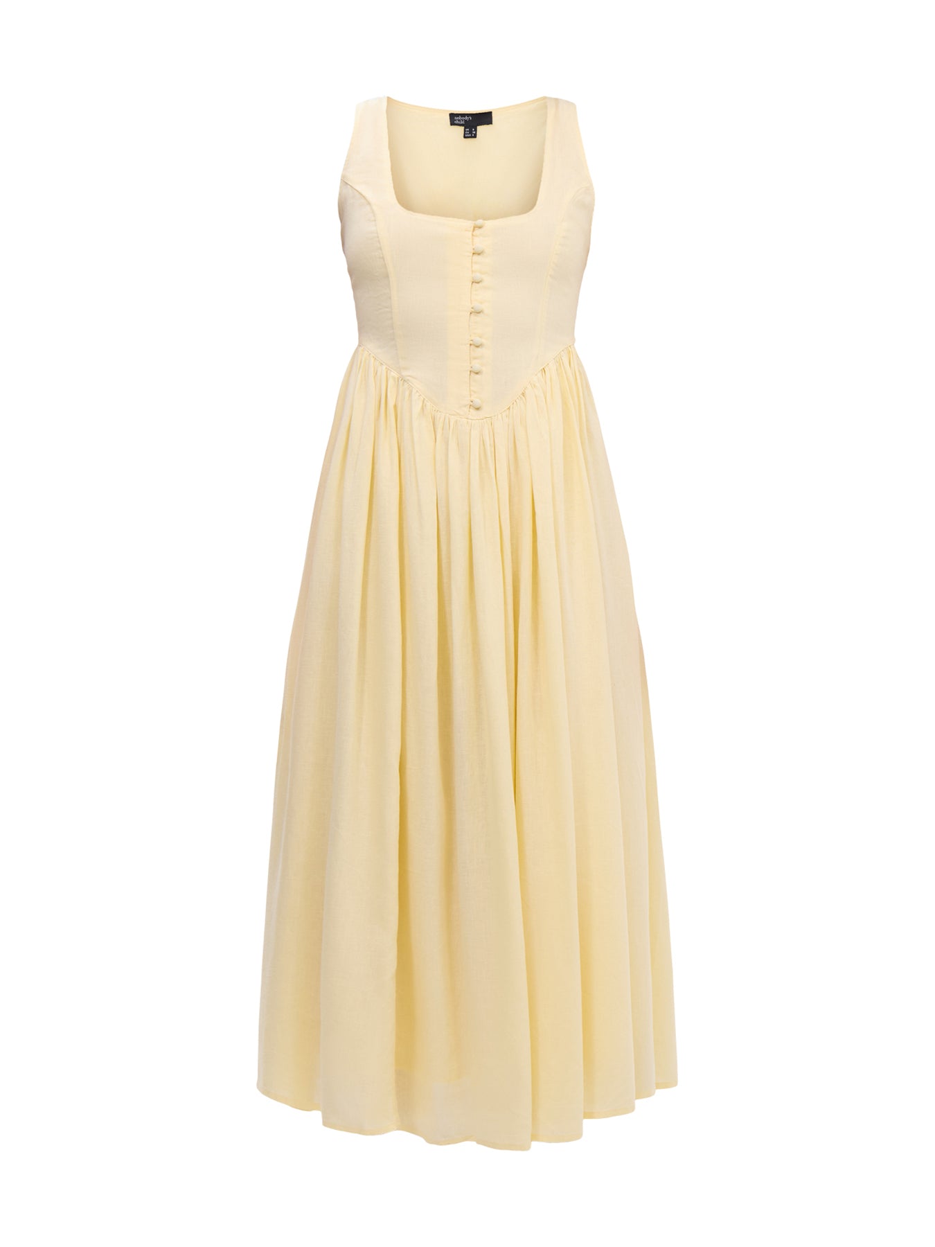 Butter Yellow Linen-blend Cora Midi Dress
