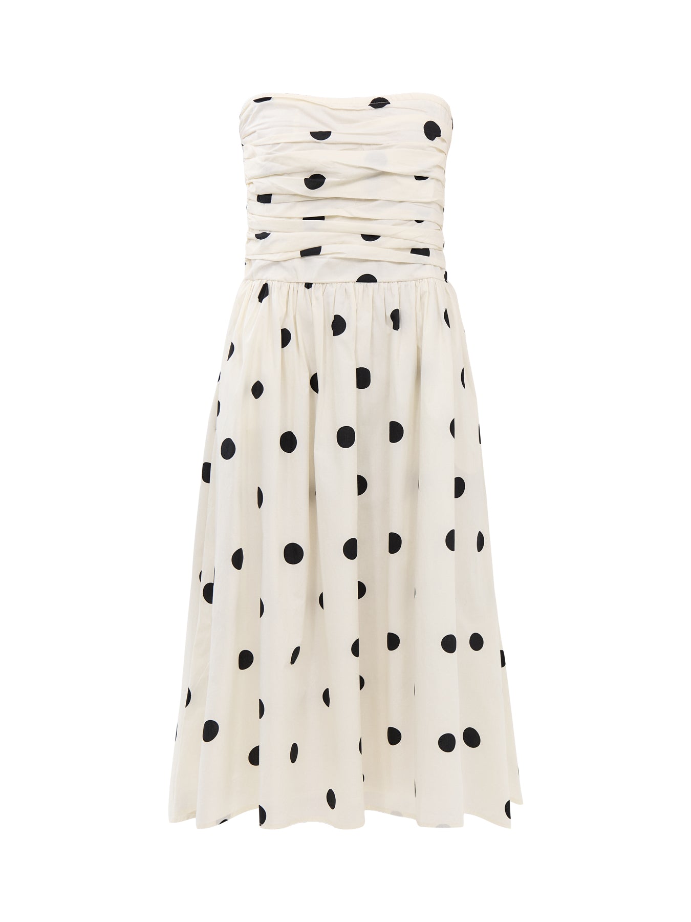White Polka Dot Bandeau Felicity Midi Dress
